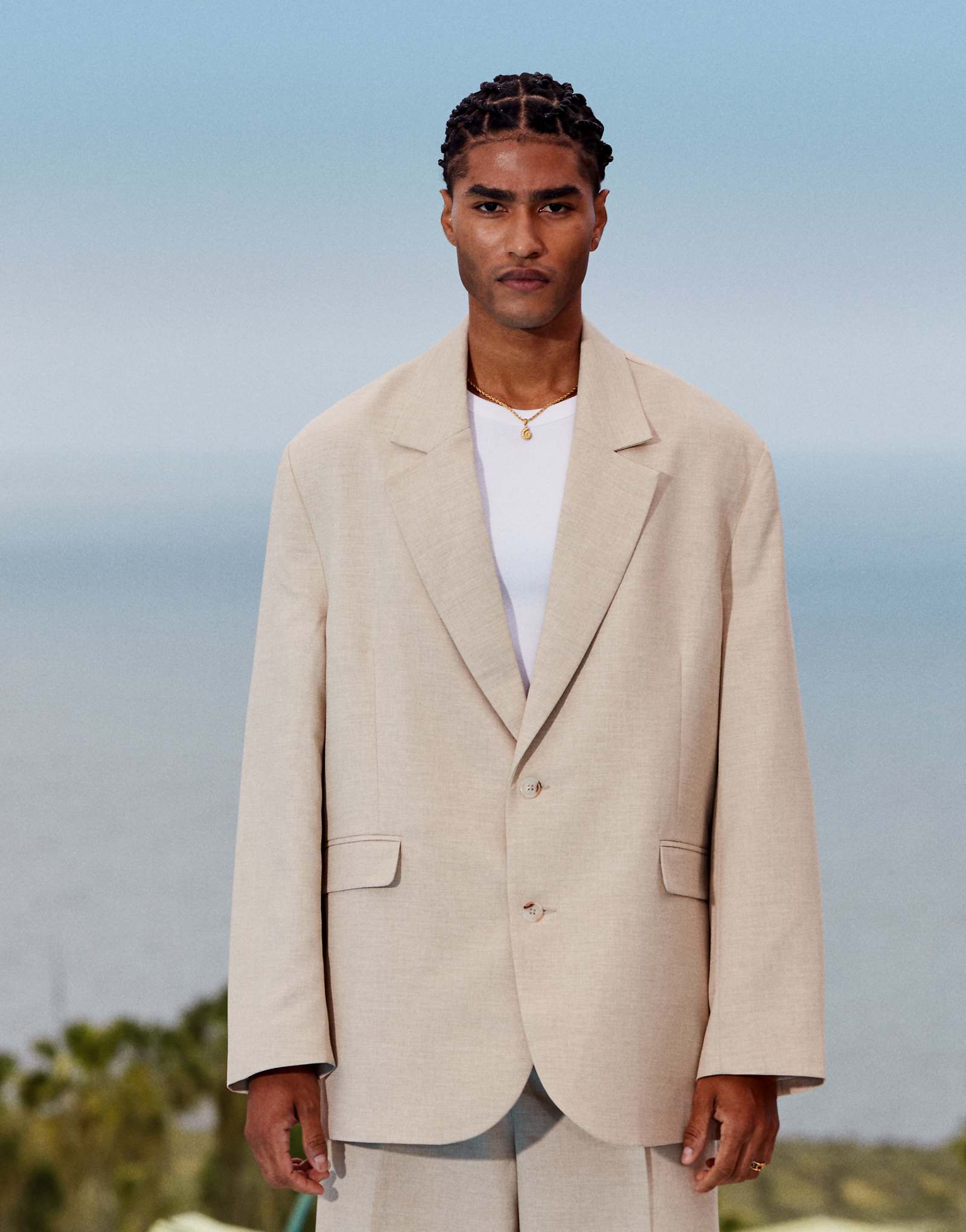 ДИЗАЙНЕРСКИЙ пиджак большого размера с напуском ASOS DESIGN из камня 5890₽