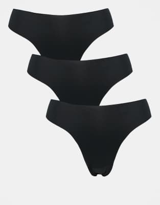 Бразильские трусы ASOS DESIGN из 3-х упаковок без vpl черного цвета