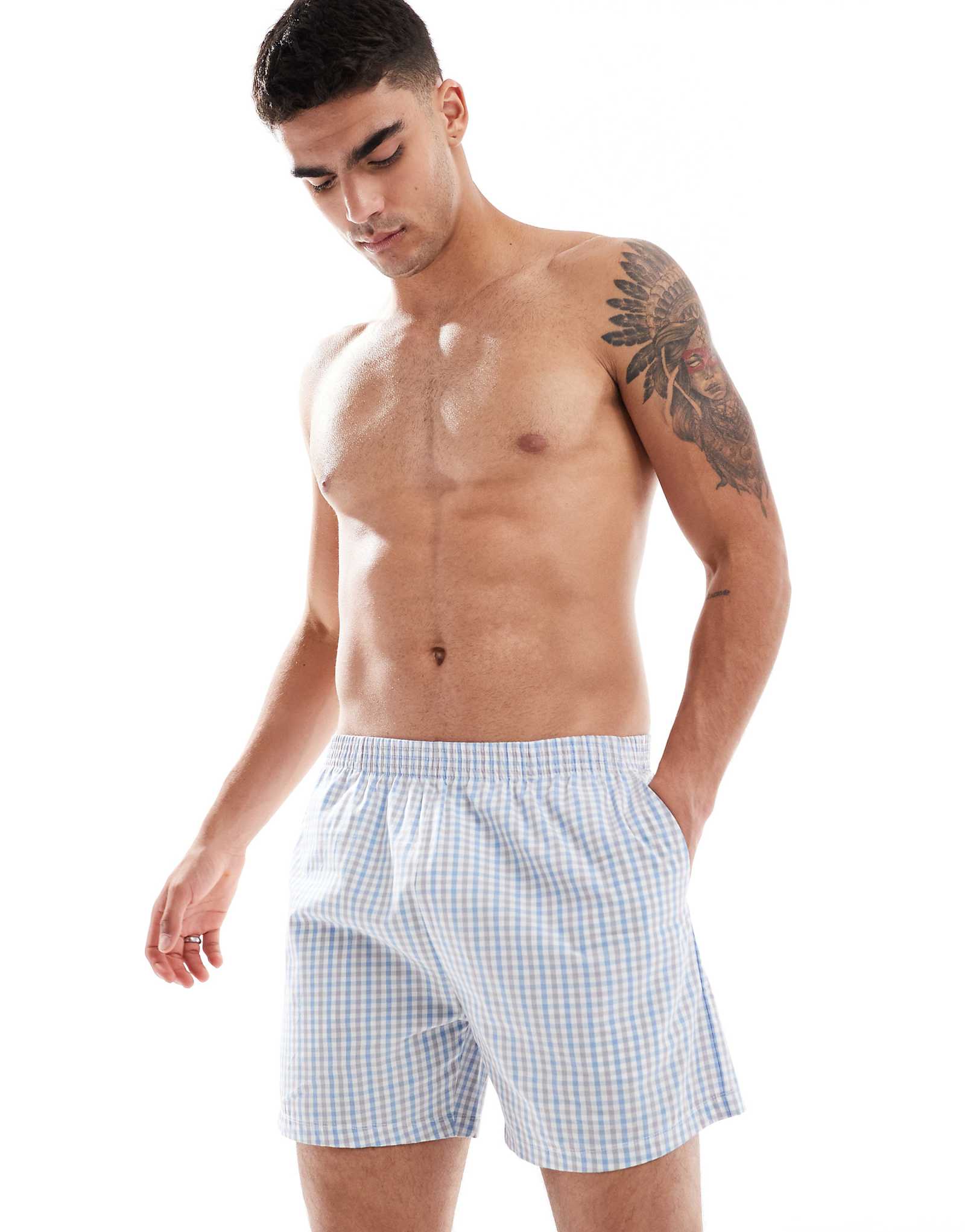 КОРОТКОЕ плетеное платье ASOS DESIGN в синюю клетку 4690₽