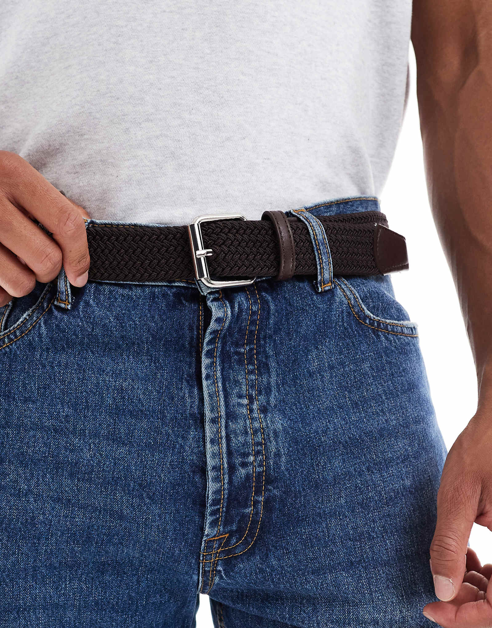 Повседневный плетеный пояс ASOS DESIGN коричневого цвета 3690₽