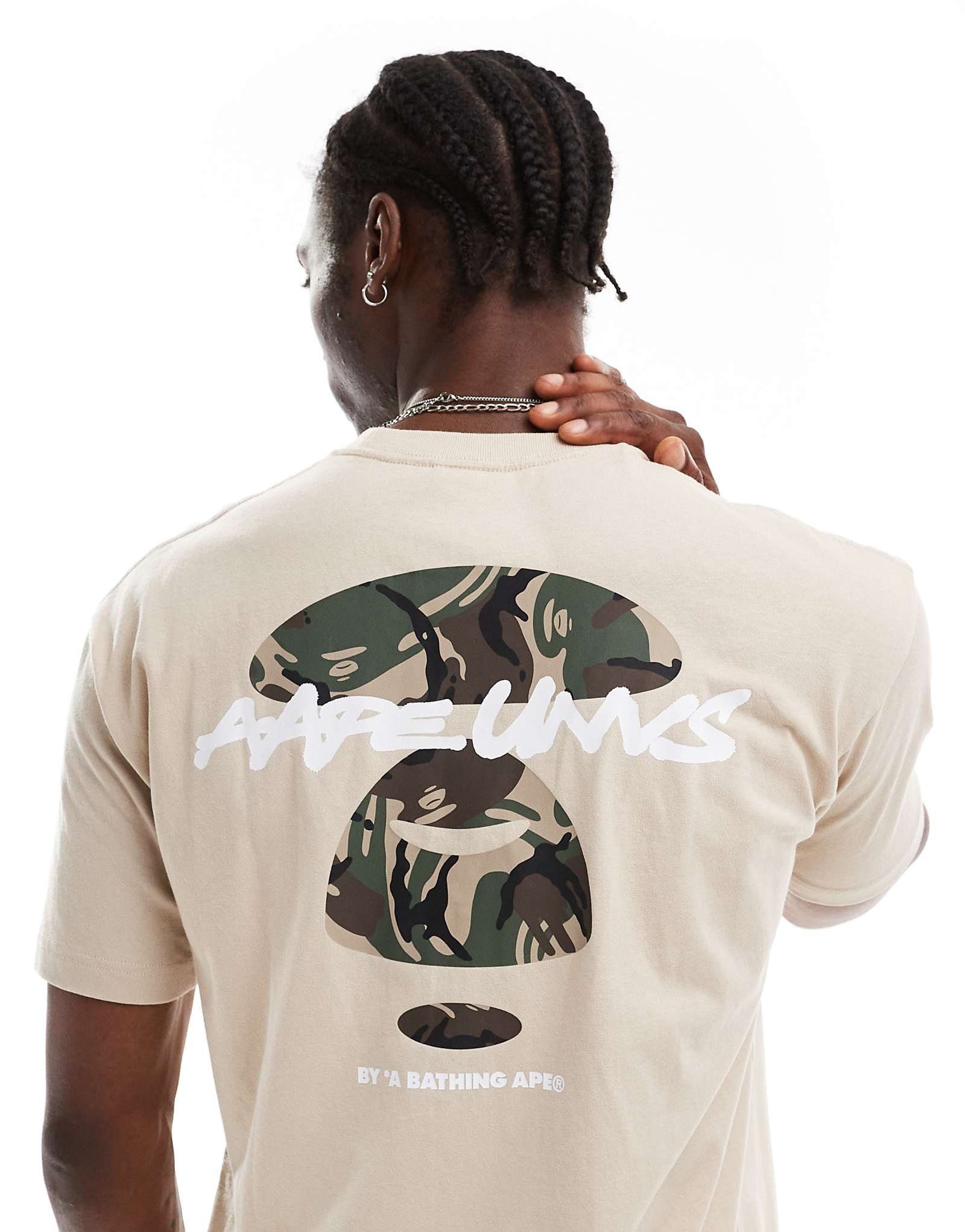 Футболка в стиле хип-хоп с логотипом AAPE By A Bathing Ape бежевого цвета