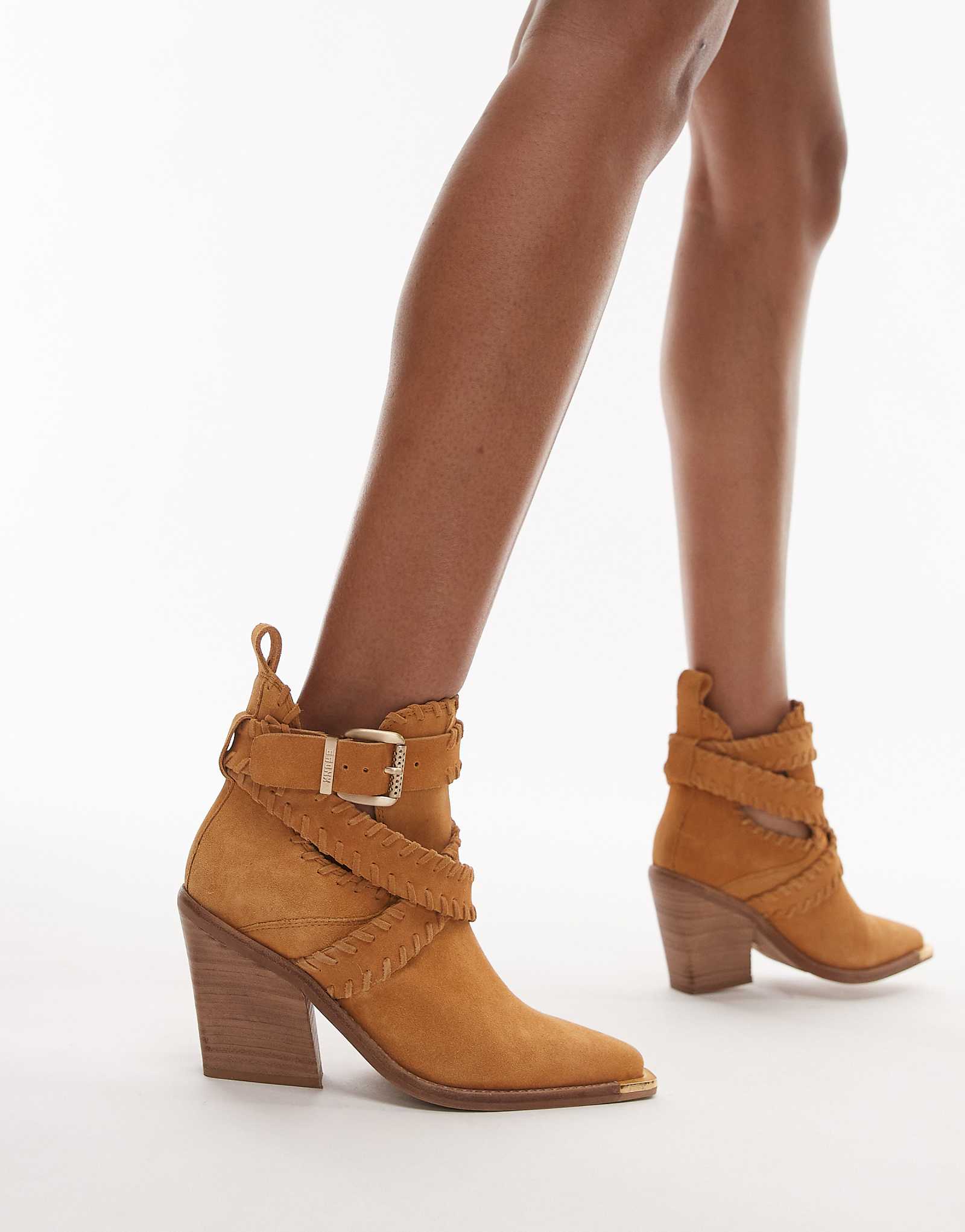 Ботильоны в западном стиле Bronx New-kole с пряжками из замши цвета ириса