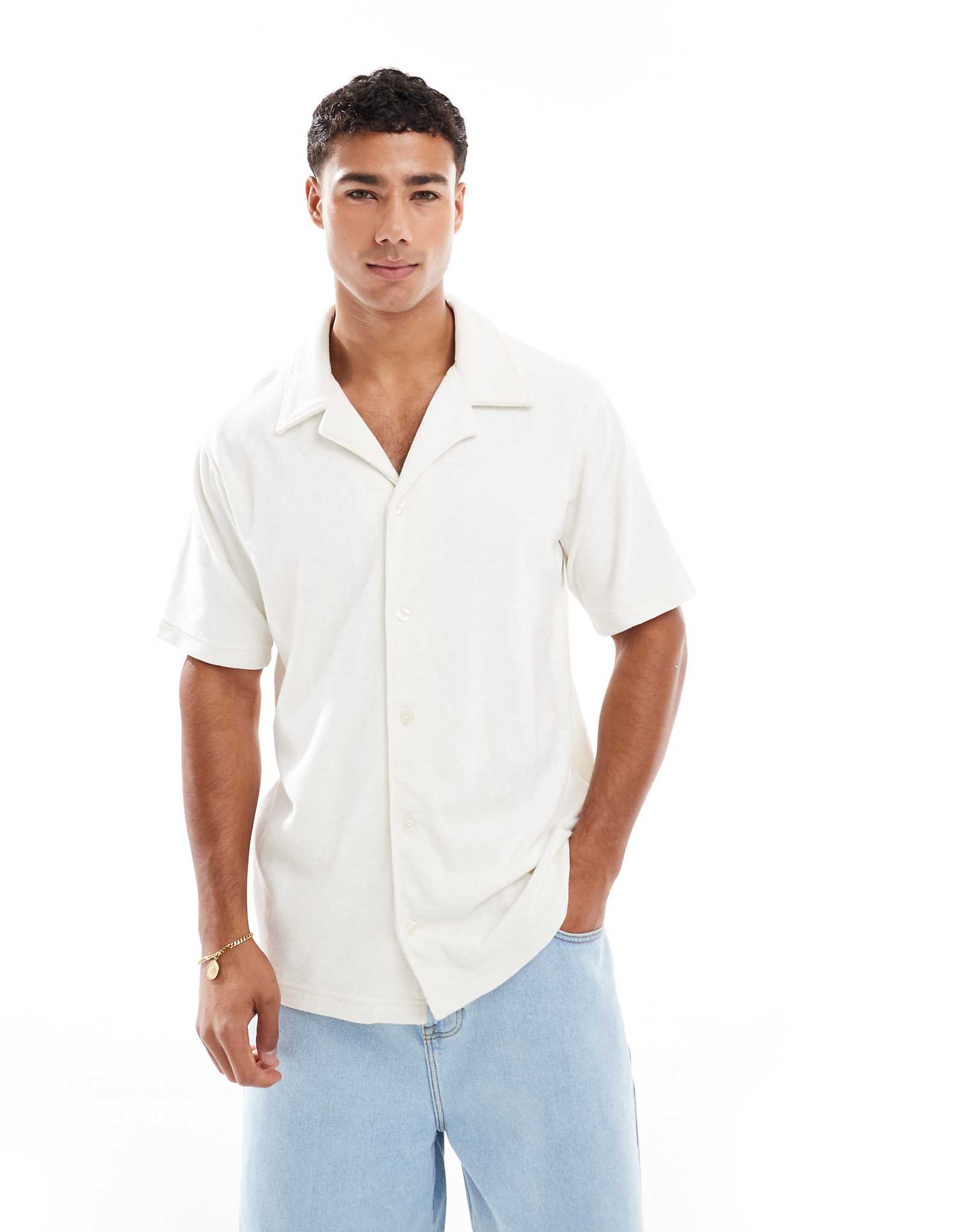 Махровая рубашка-поло Jack -Jones белого цвета 12890₽