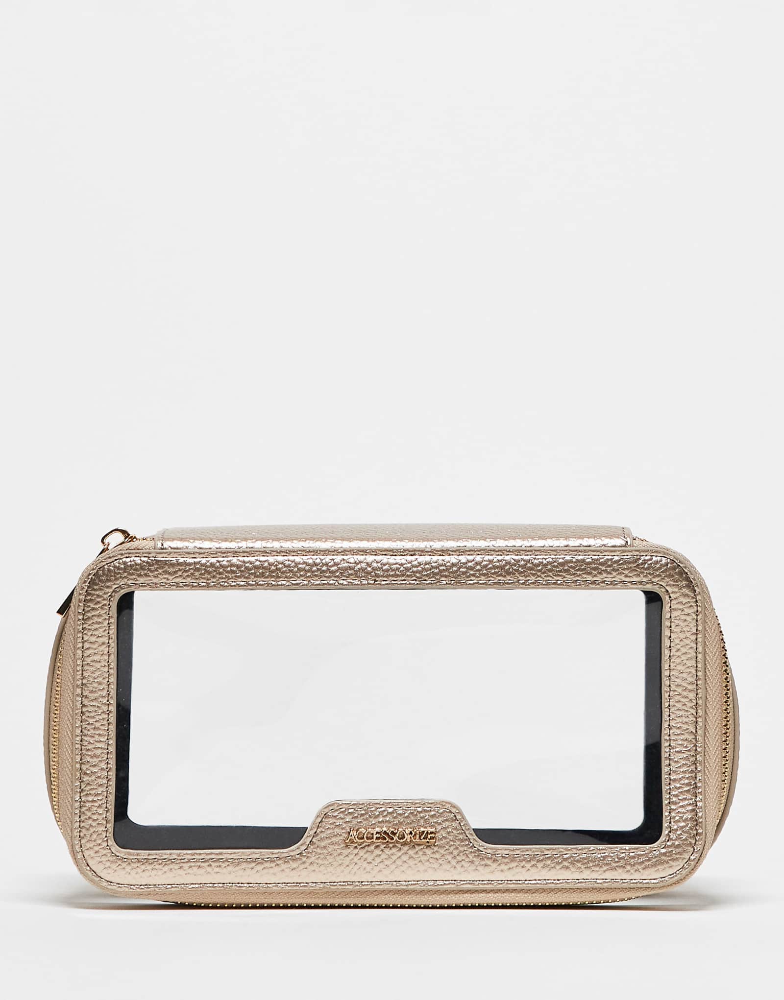 Дополните косметичку и туалетные принадлежности прозрачными и золотыми аксессуарами