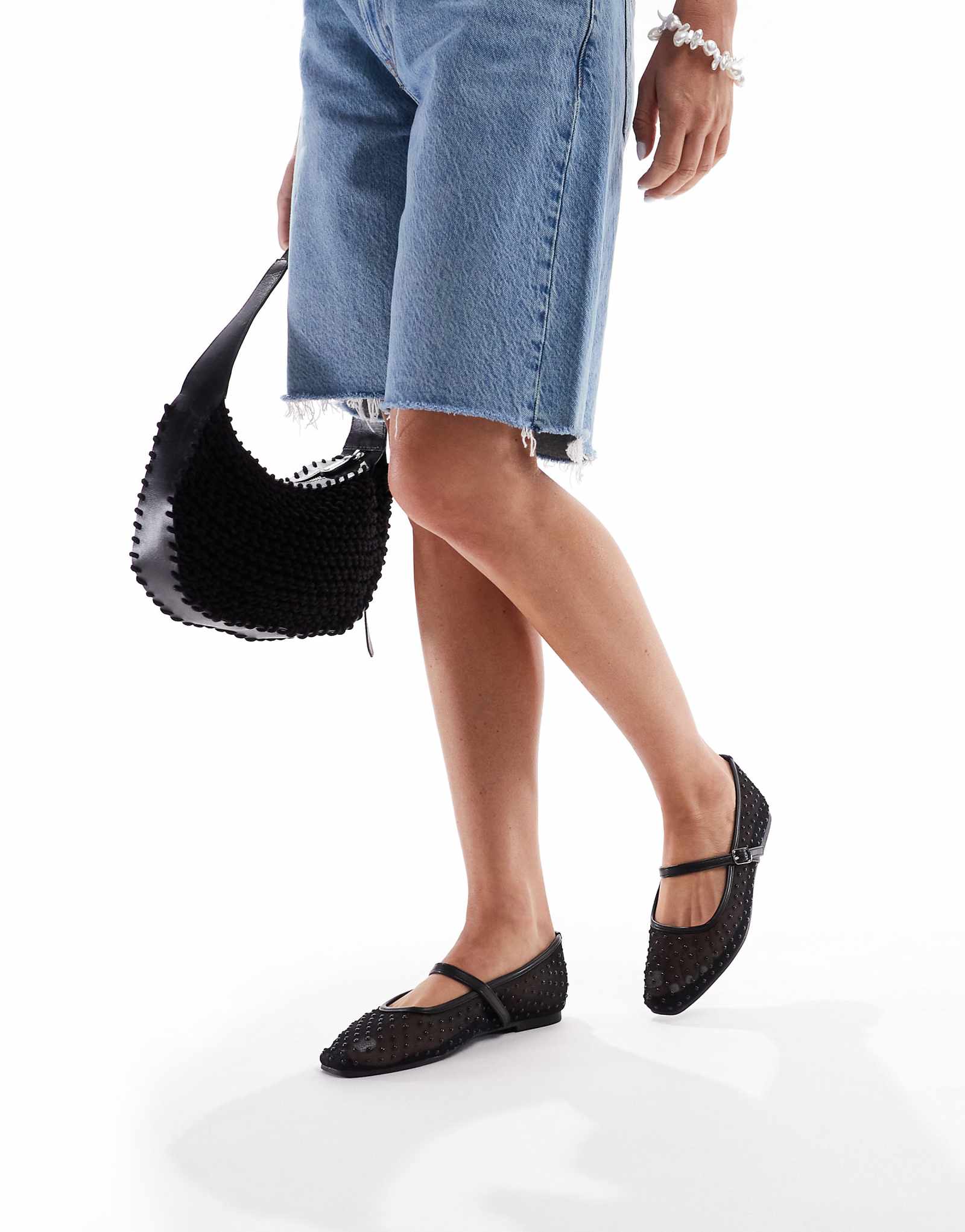 Гламурные балетки в сеточку в черный горошек 7490₽