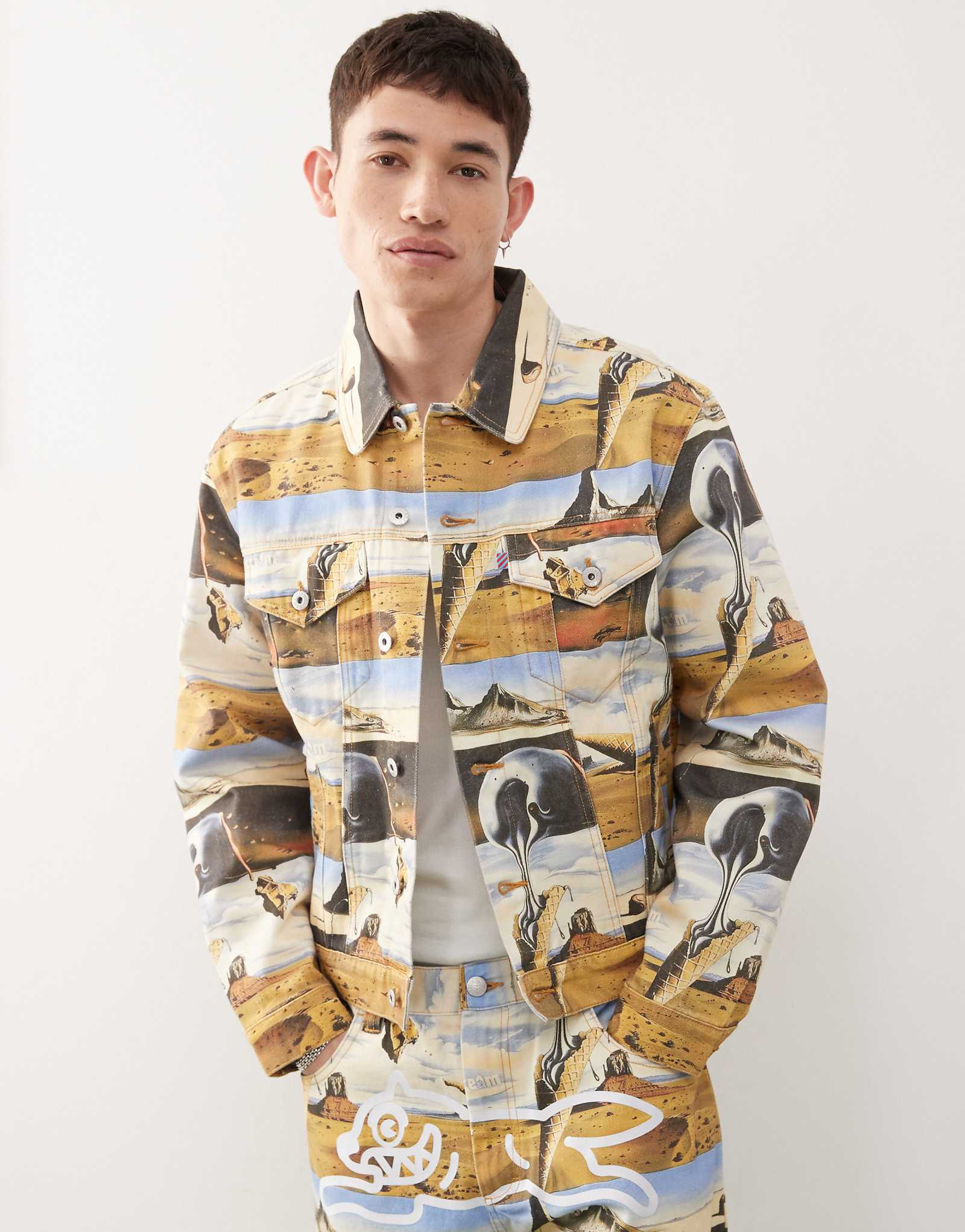 Джинсовая куртка дальнобойщика с принтом ICECREAM dreamscape состоящая из нескольких частей входит в комплект 48590₽