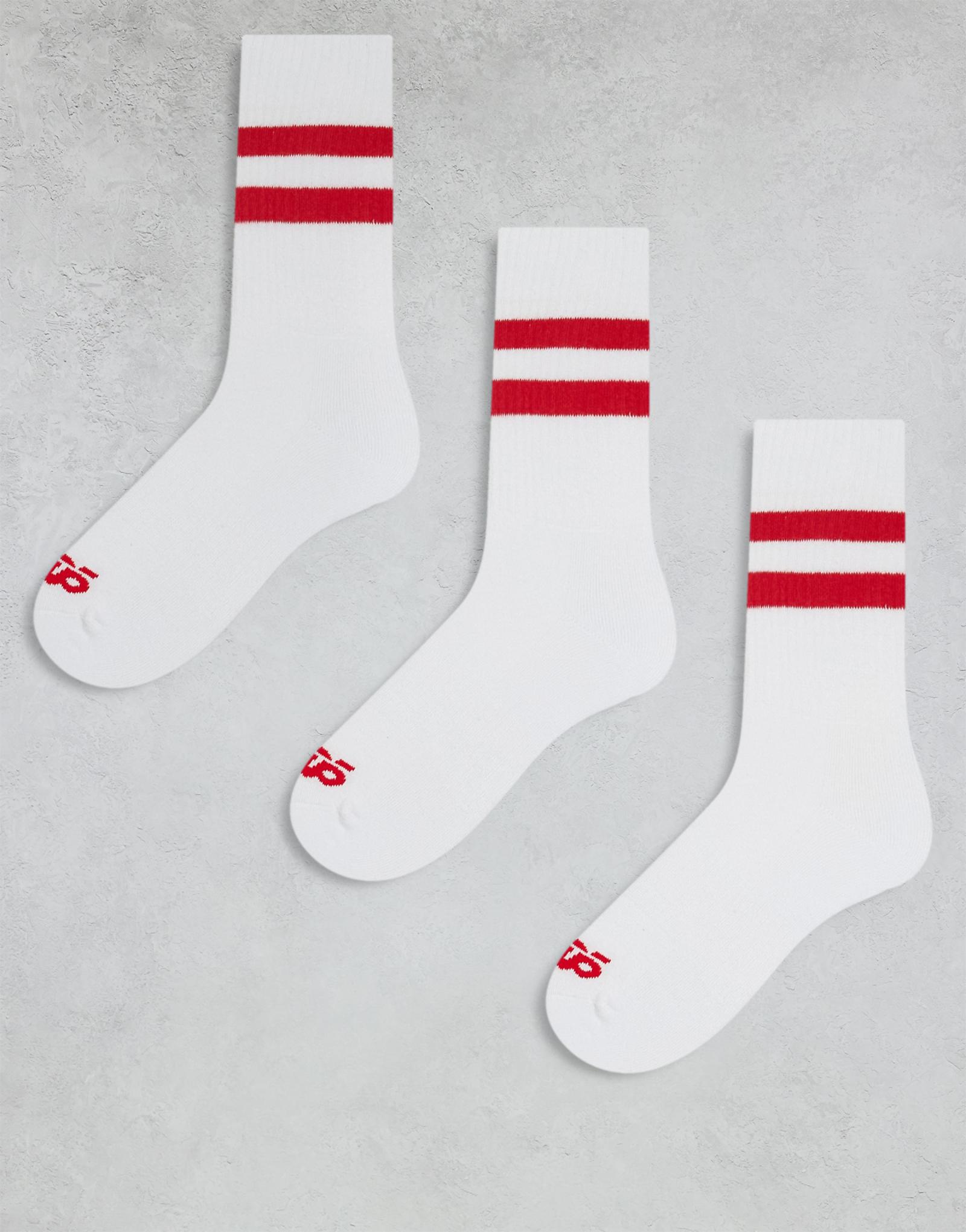 4505 3 упаковки быстросохнущих носков crew в полоску белого цвета с красной полоской 3490₽