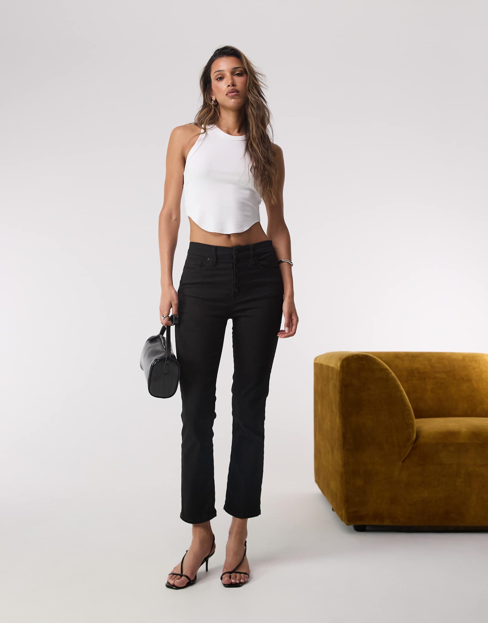 Хорошие американские джинсы good legs с прямыми штанинами черного цвета