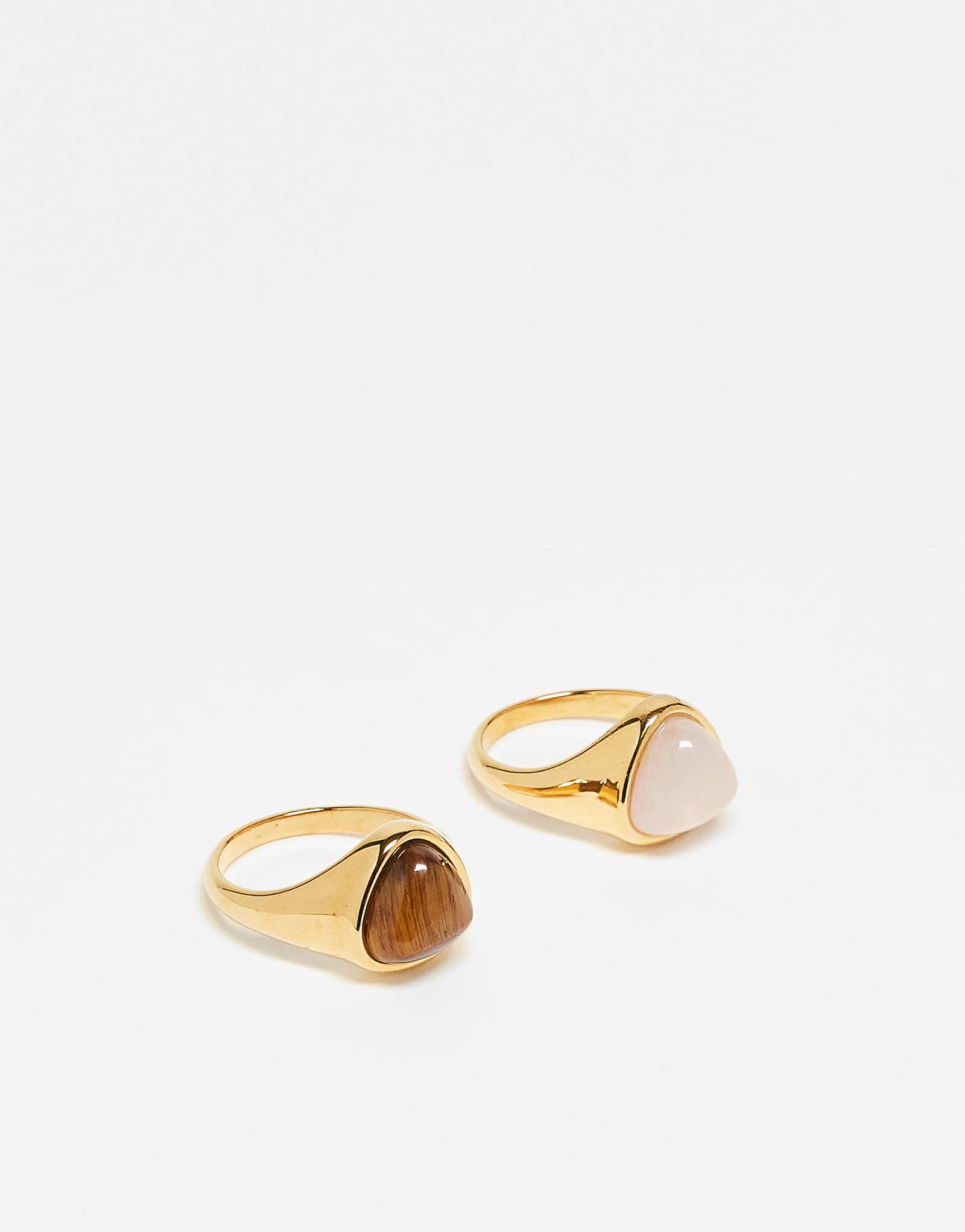 ASOS DESIGN Curve из нержавеющей стали 2 комплекта колец с полудрагоценными камнями золотого оттенка 4090₽