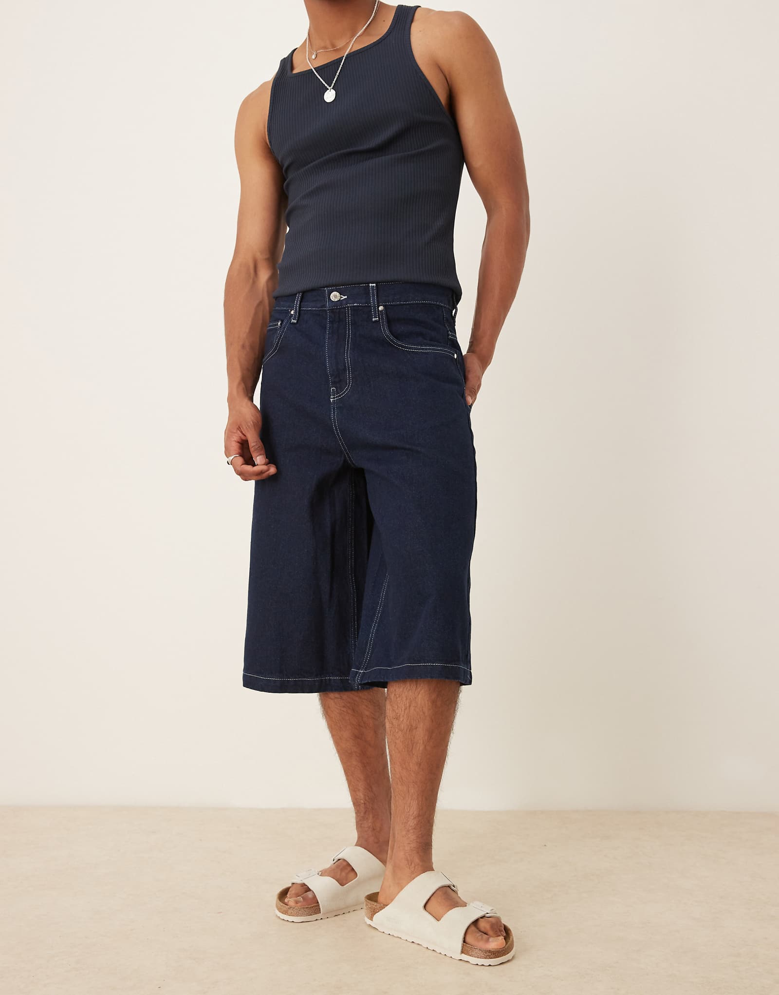 ДИЗАЙНЕРСКИЕ джинсовые шорты ASOS удлиненной длины цвета индиго 7790₽