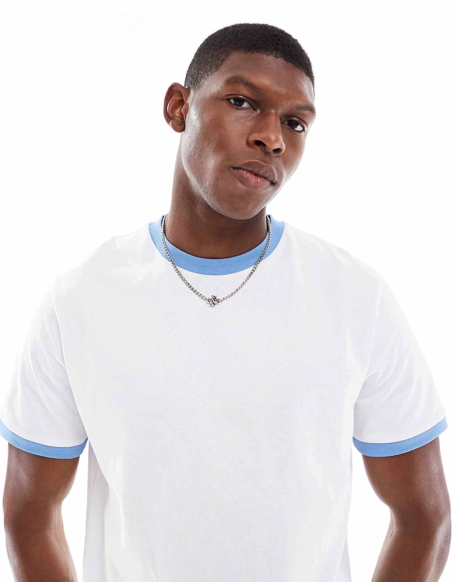 Футболка ASOS DESIGN белая с контрастной синей окантовкой 4690₽