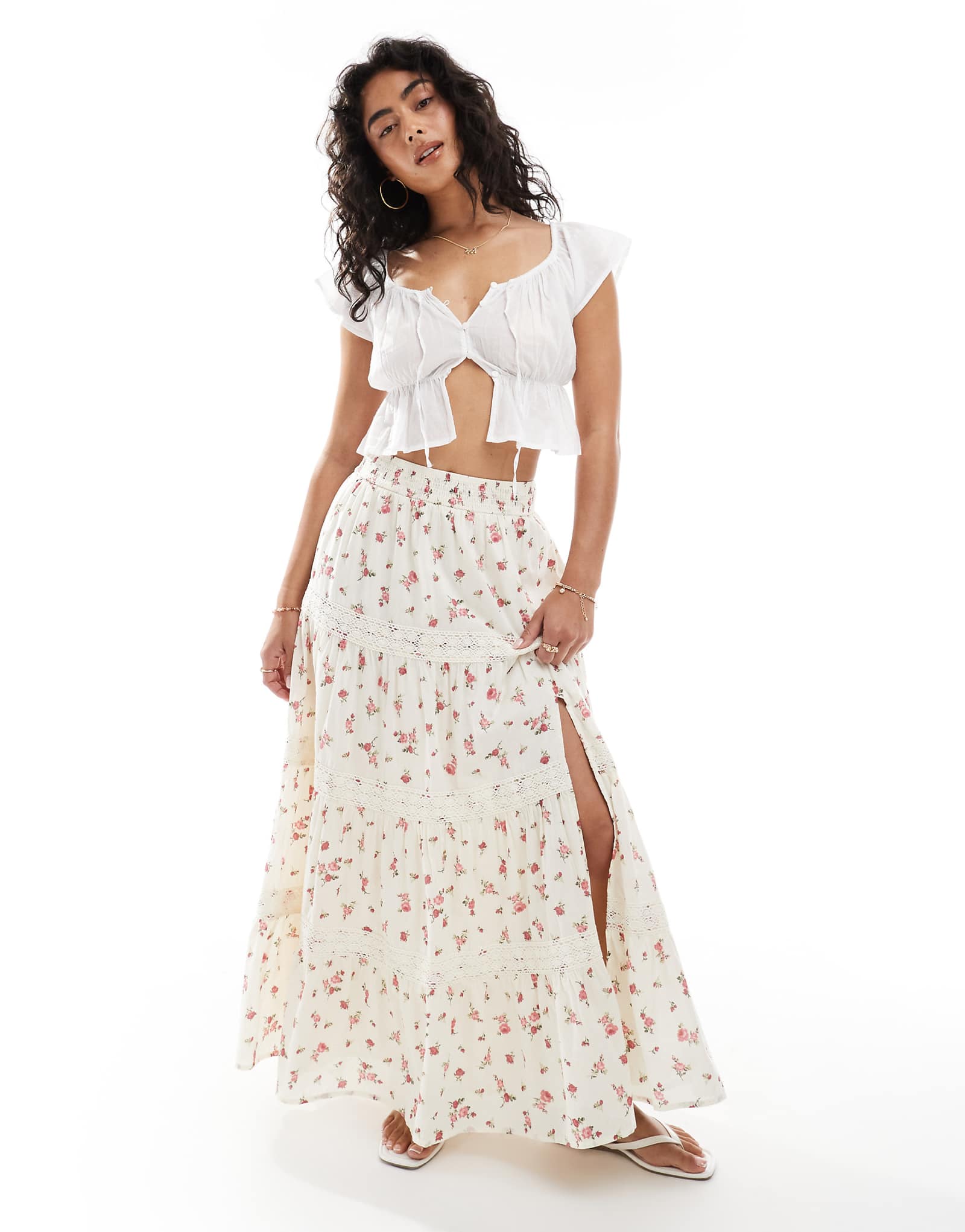 Многослойная юбка макси с отделочными вставками Miss Selfridge 15590₽