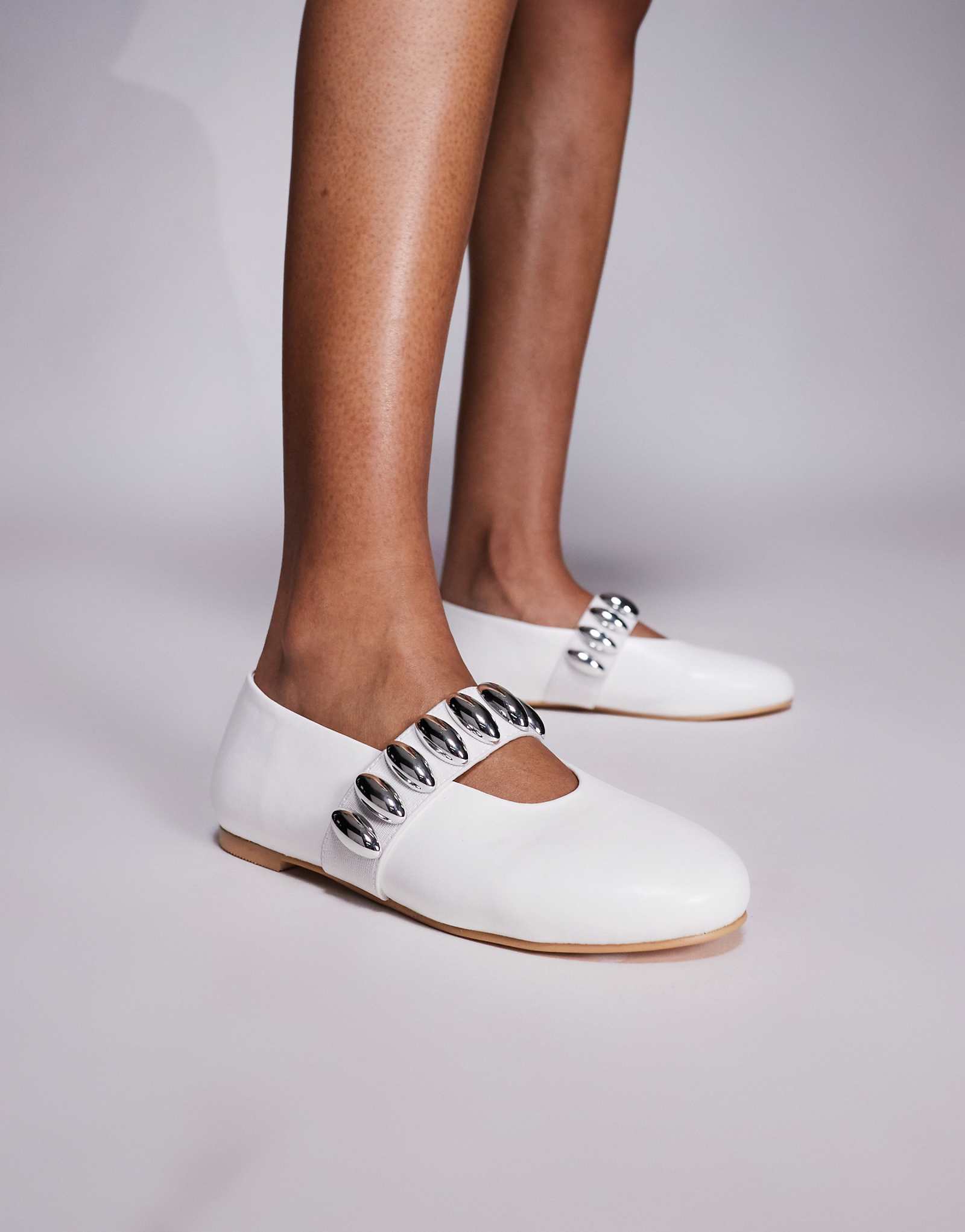Балетки-гармошки Public Desire с белой фурнитурой