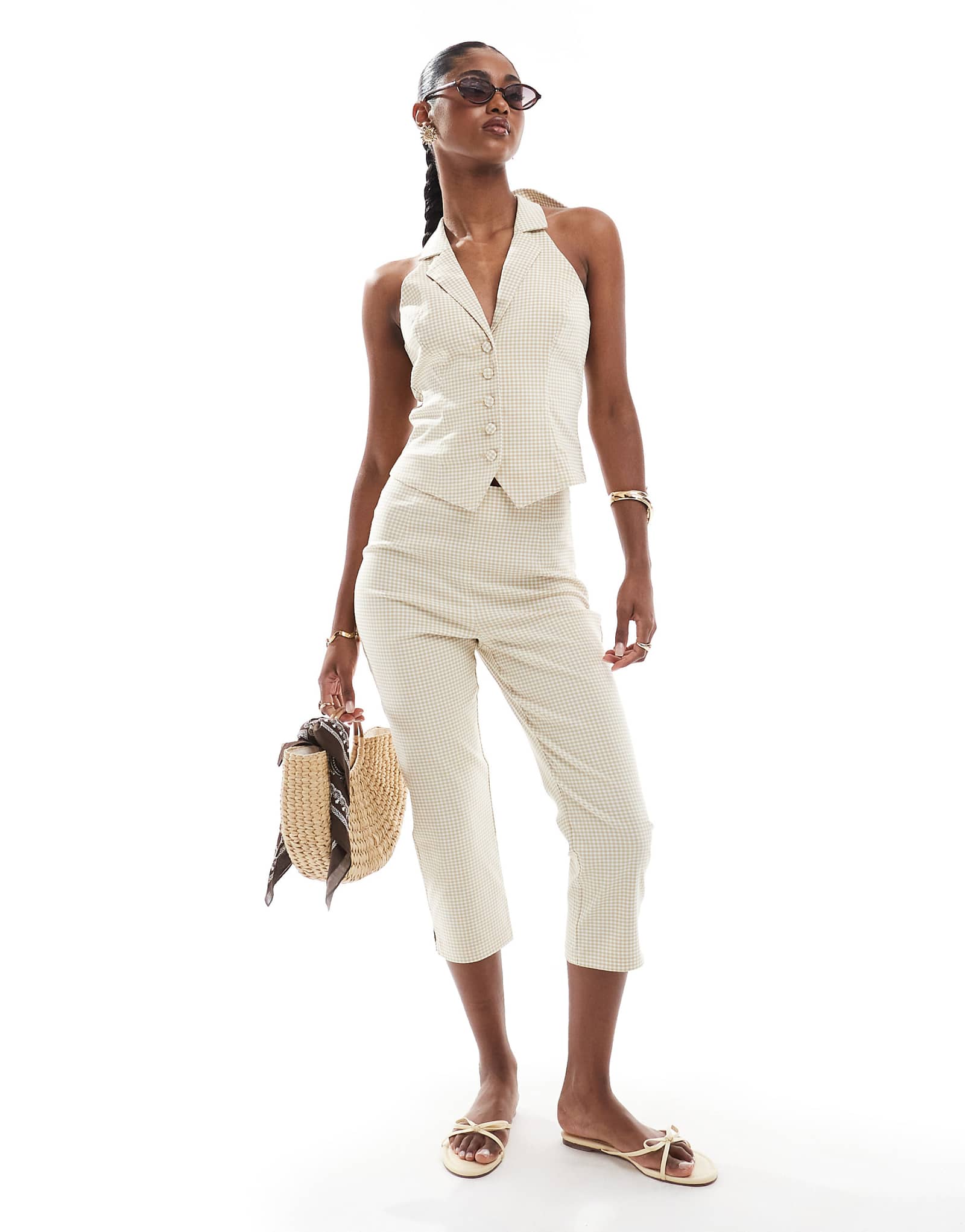 Сшитые на заказ брюки-капри Miss Selfridge в нейтральную клетку - часть комплекта 9190₽