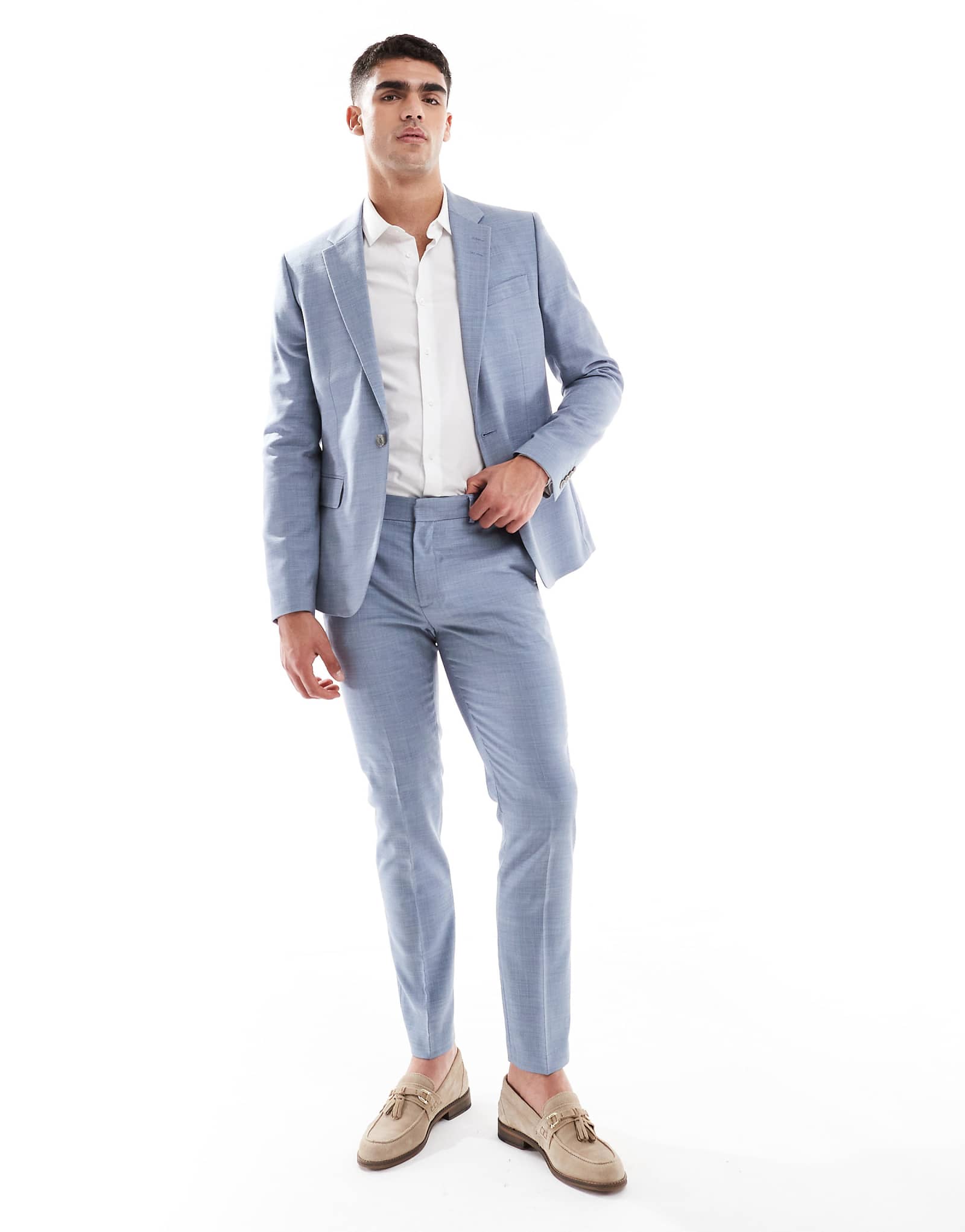 Узкие брюки от костюма River Island Светло-голубого цвета 16290₽