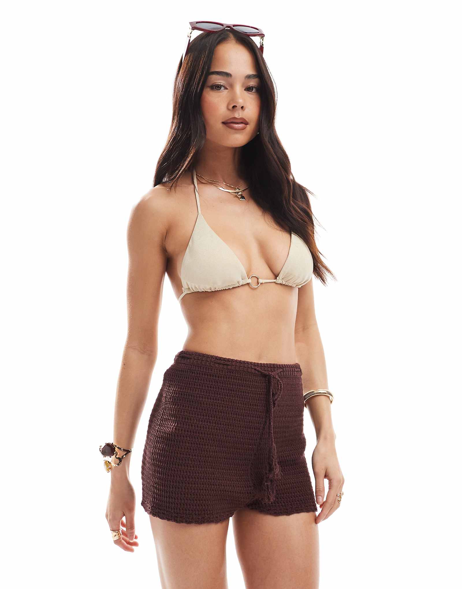 Фестиваль Мисс Селфридж вяжет шорты с попой крючком шоколадного цвета 4890₽