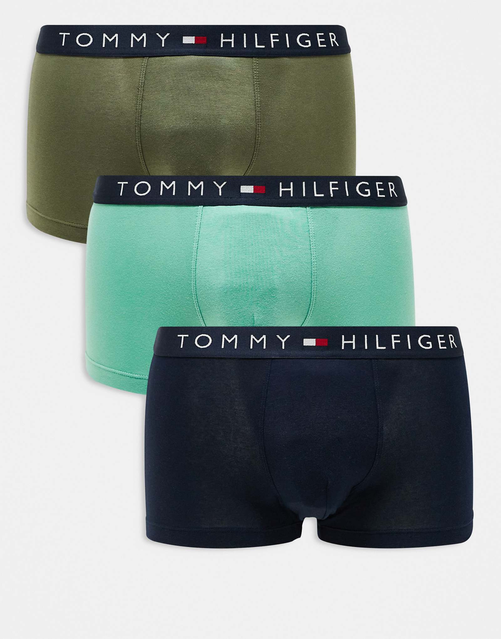 Оригинальные плавки Tommy Hilfiger из 3-х комплектов темно-синегооливковогозеленого цветов 11290₽