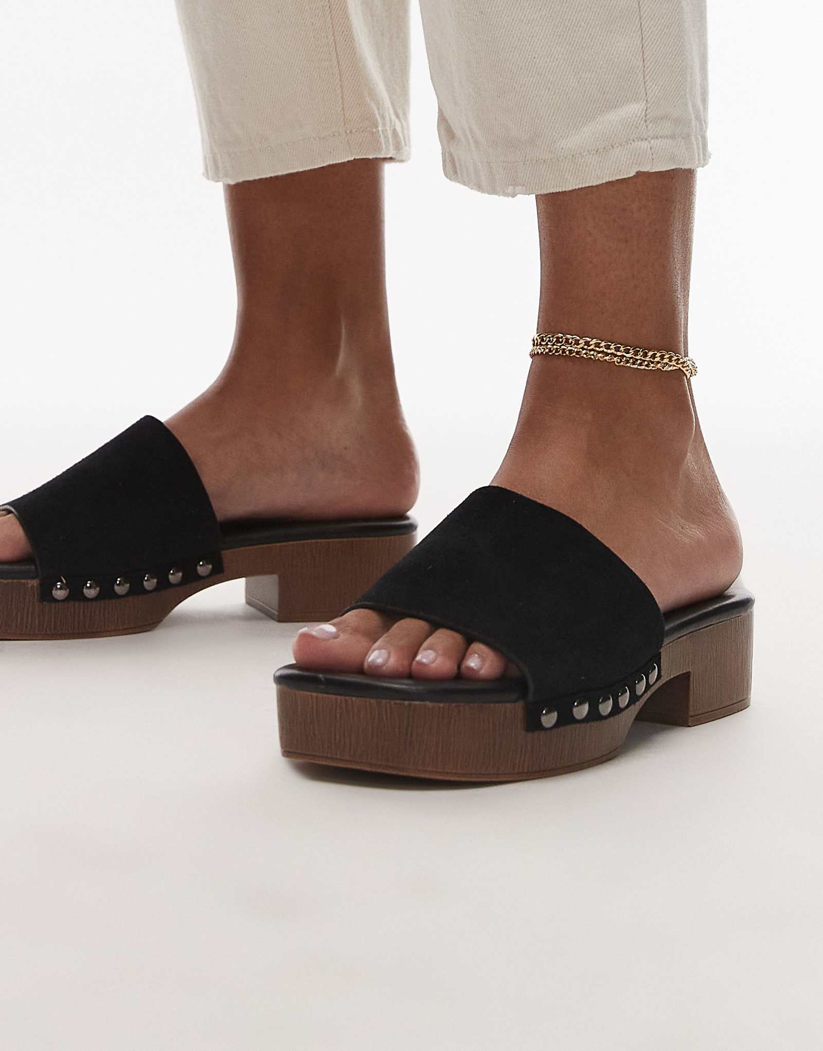 Черные замшевые сабо Topshop Hamilton с заклепками