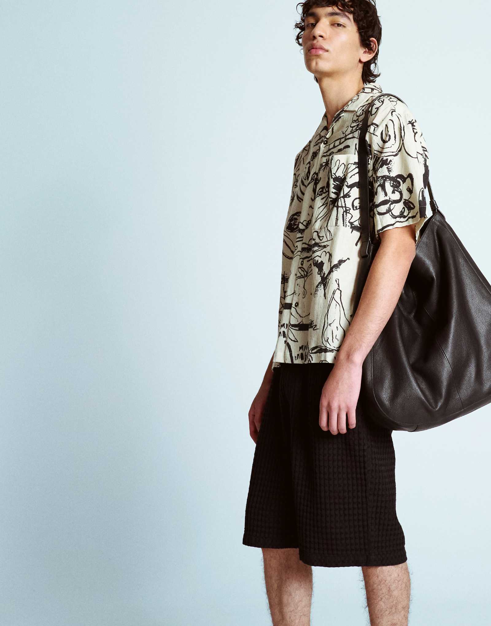 Шорты в клетку из текстурированной сетки Topman черного цвета - часть комплекта 6090₽