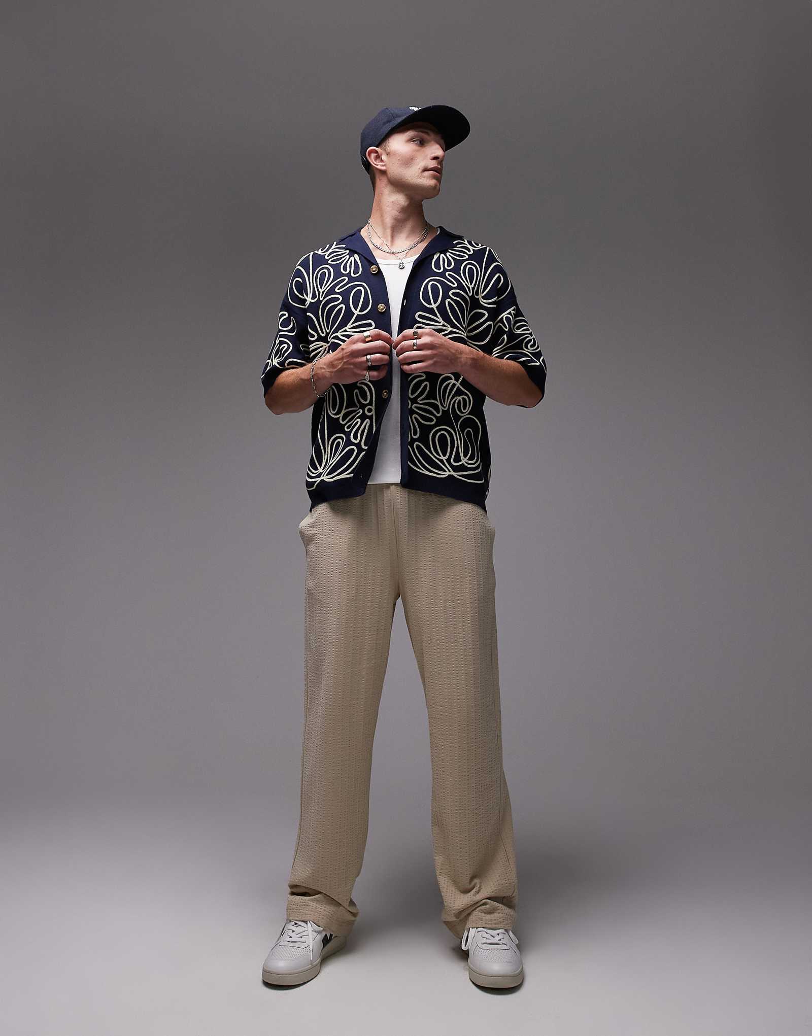 Спортивные брюки Topman прямого кроя в полоску из камня 11190₽