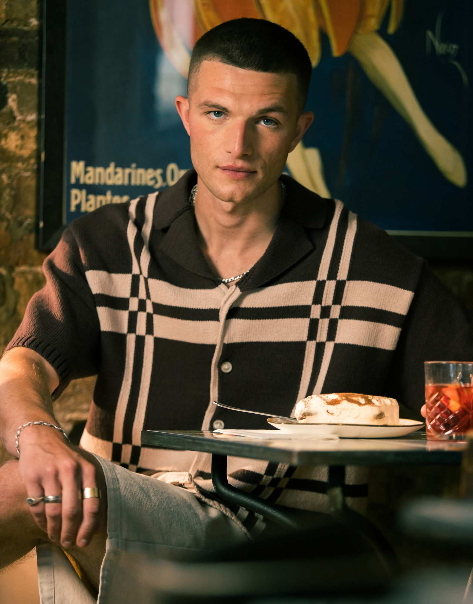 Трикотажная рубашка свободного кроя Topman в клетку коричневого цвета 14290₽