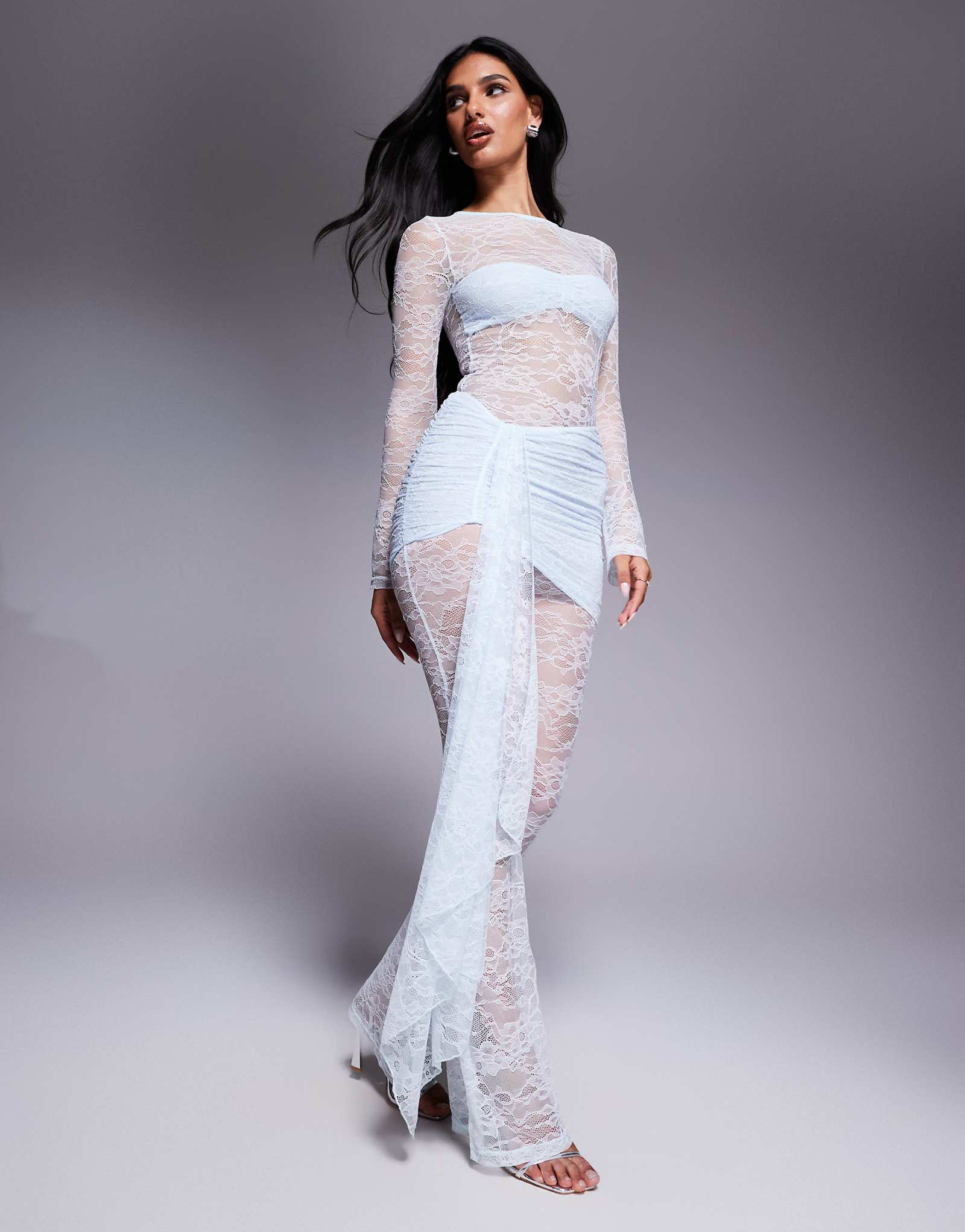 Комбинезон с кружевной драпировкой Wanderdoll Jamie светло-голубого цвета 30190₽