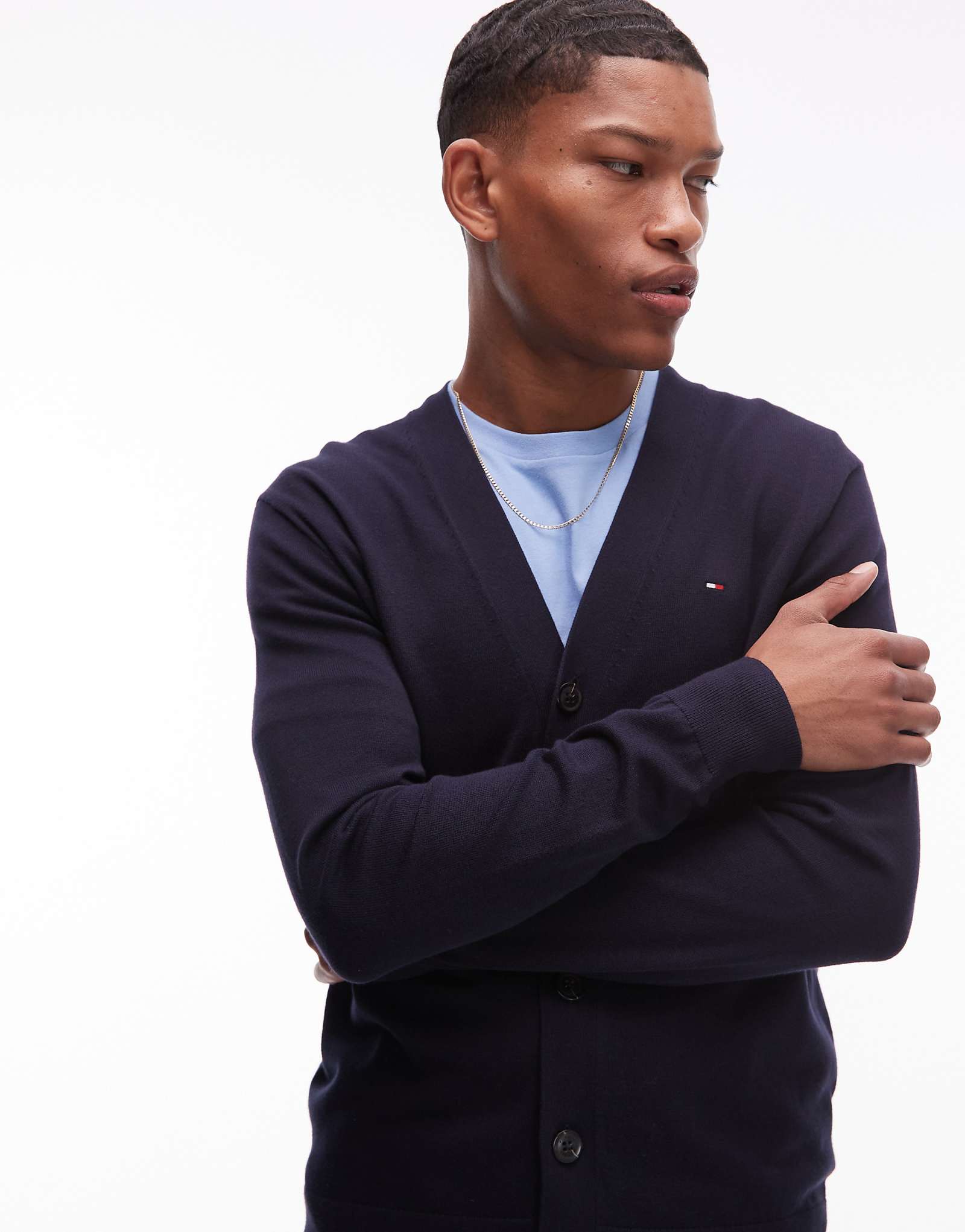 Вязаный кардиган от Tommy Hilfiger темно-синего цвета 35890₽