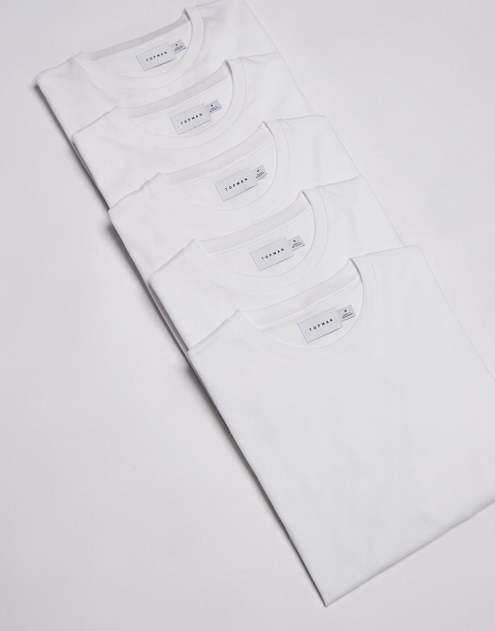 Обычные футболки Topman из 5 упаковок белого цвета