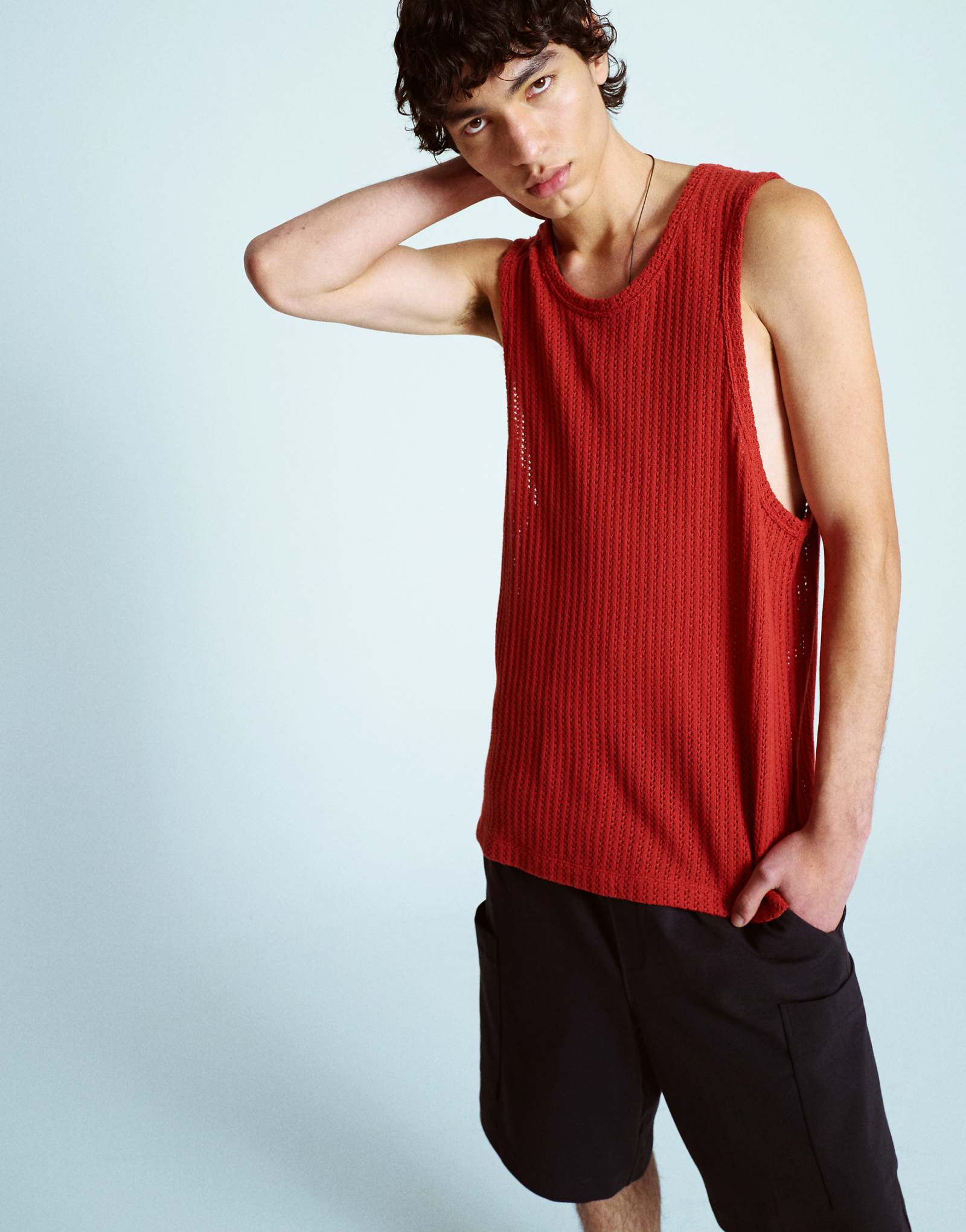 Вязаная крючком майка Topman цвета ржавчины 3690₽