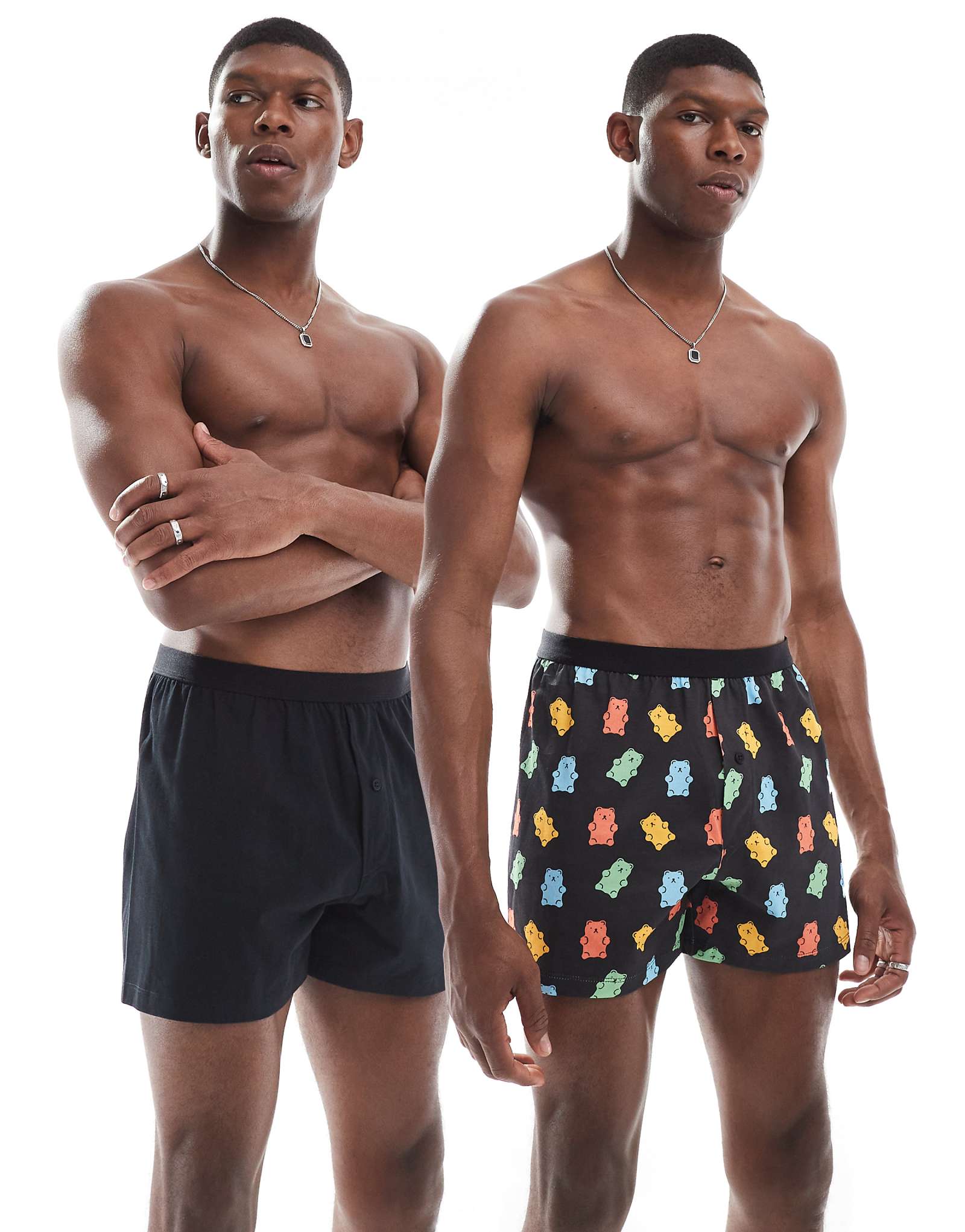 ДИЗАЙНЕРСКИЕ боксеры ASOS DESIGN из 2-х упаковок с принтом мармеладного мишки черного цвета 5490₽