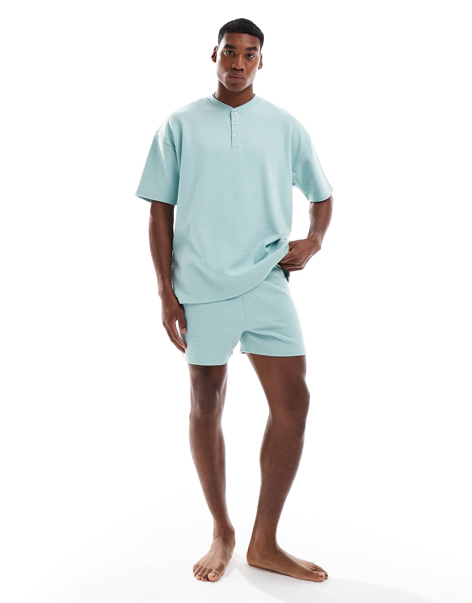 Пижама ASOS DESIGN с вафельной текстурой синего цвета 8190₽