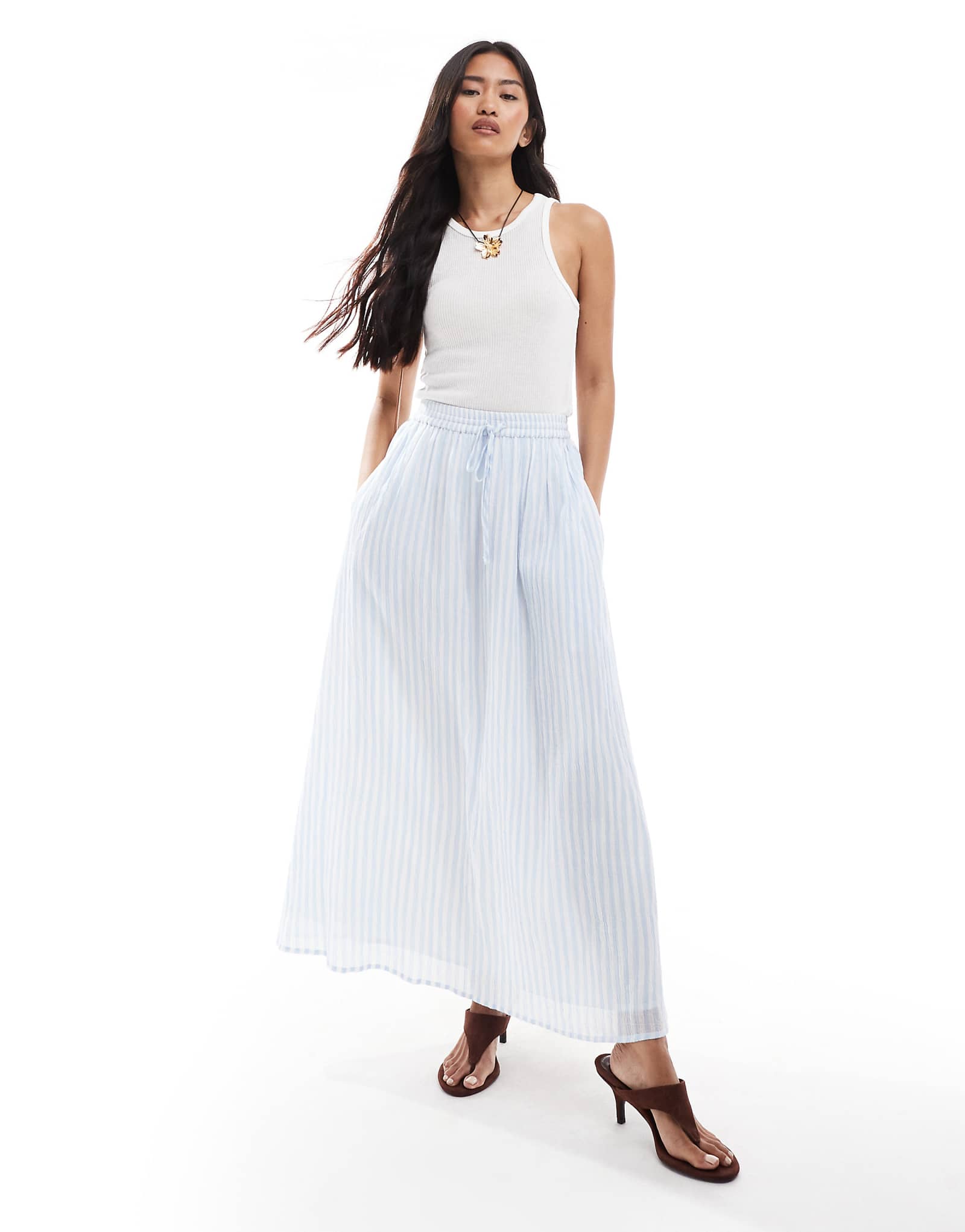 Макси-юбка Miss Selfridge с принтом в синюю полоску 7290₽