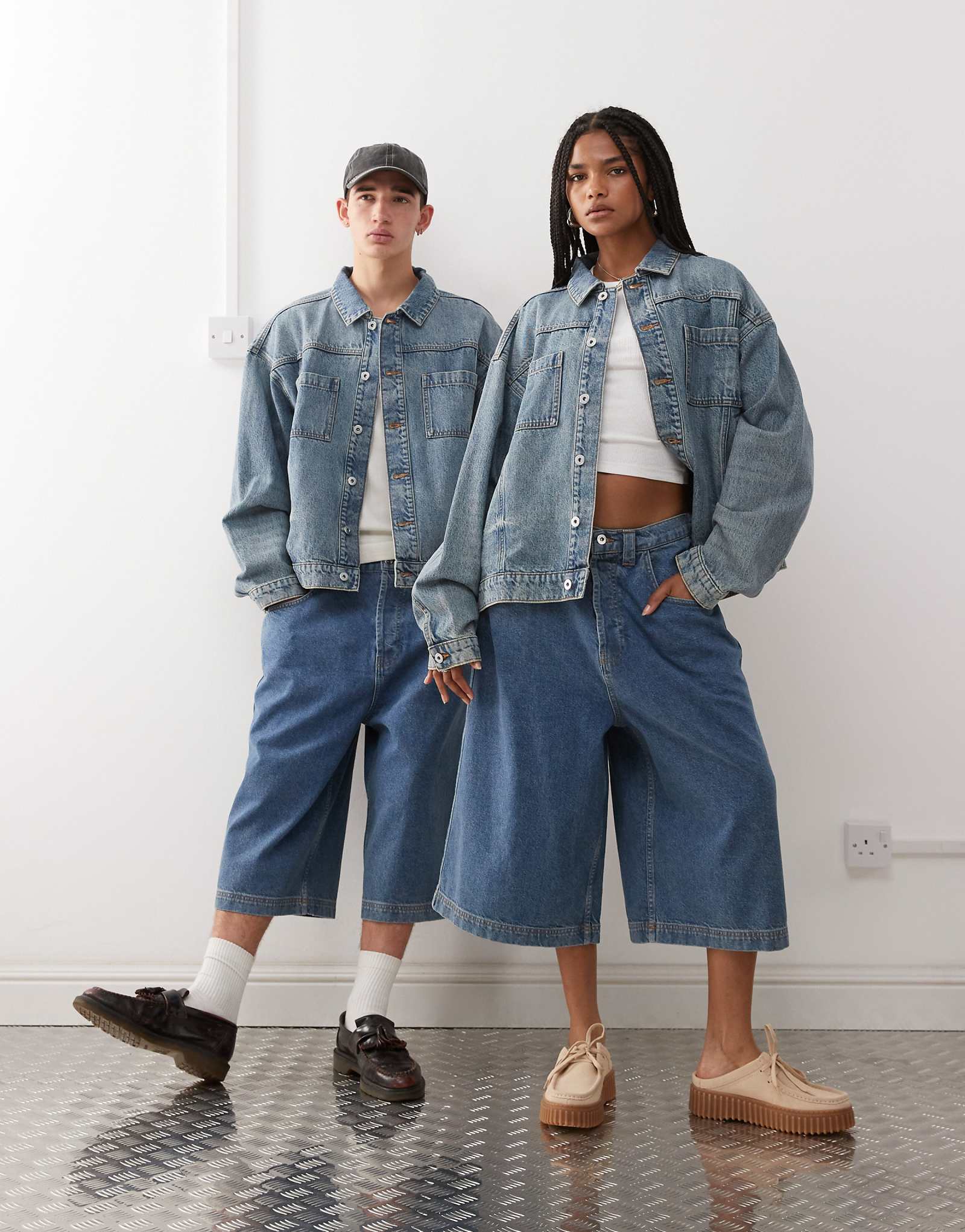 Джинсовая куртка дальнобойщика унисекс COLLUSION из искусственной кожи stonewash 14290₽