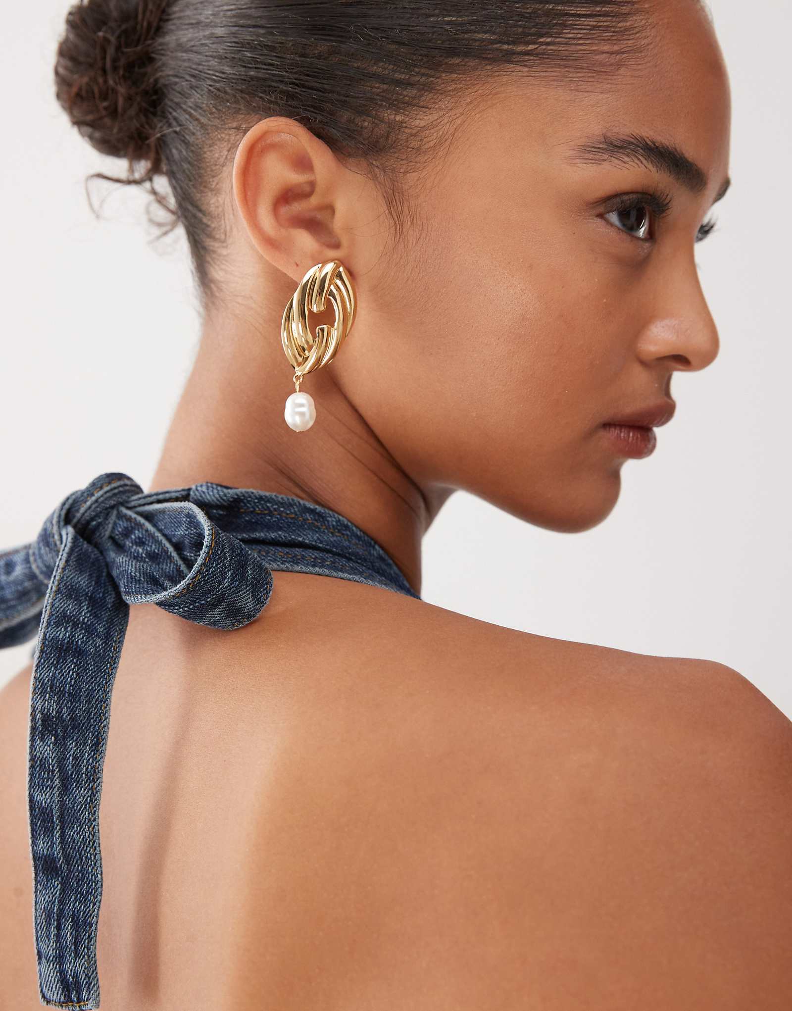 Золотые серьги-капли Petit Moments vintage twist pearl