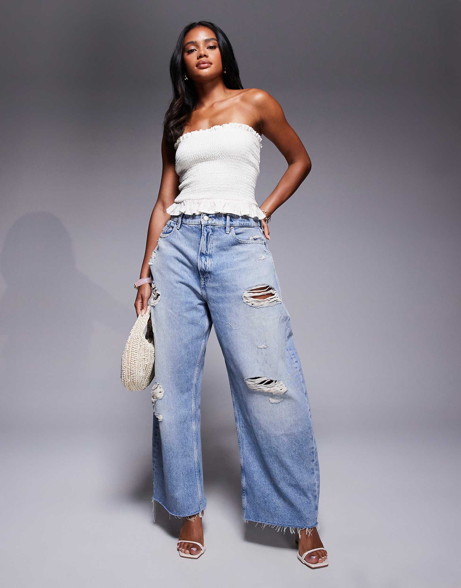 Хорошие американские джинсы good extreme с бочкообразными штанинами светло-голубого цвета 36590₽