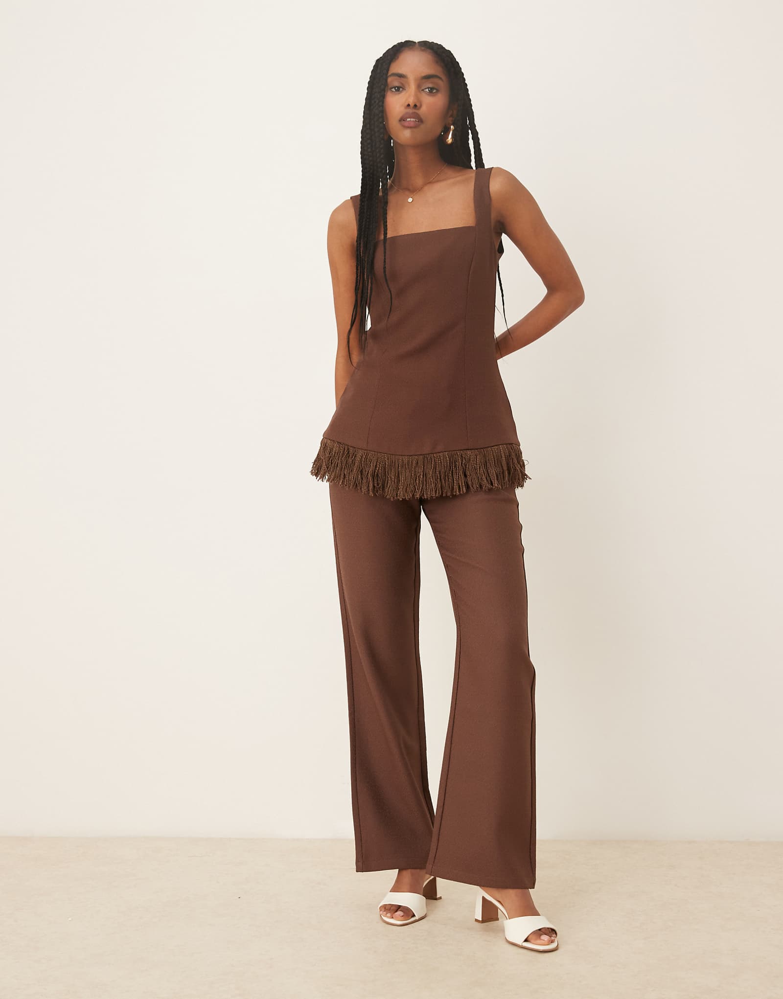 Красивые роскошные брюки Verona шоколадного цвета - часть комплекта