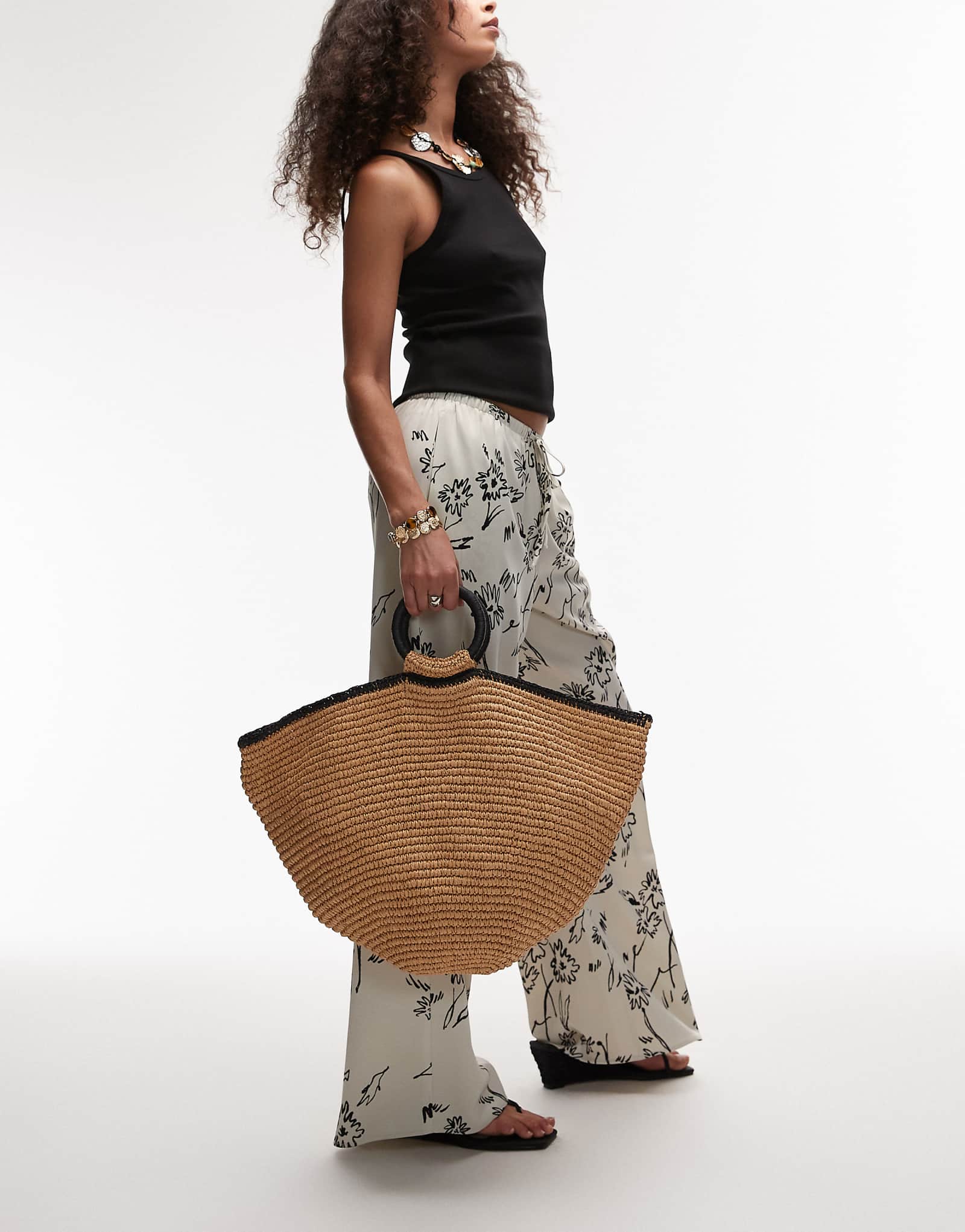 Соломенная сумка Topshop Gianni из натуральной кожи 6290₽