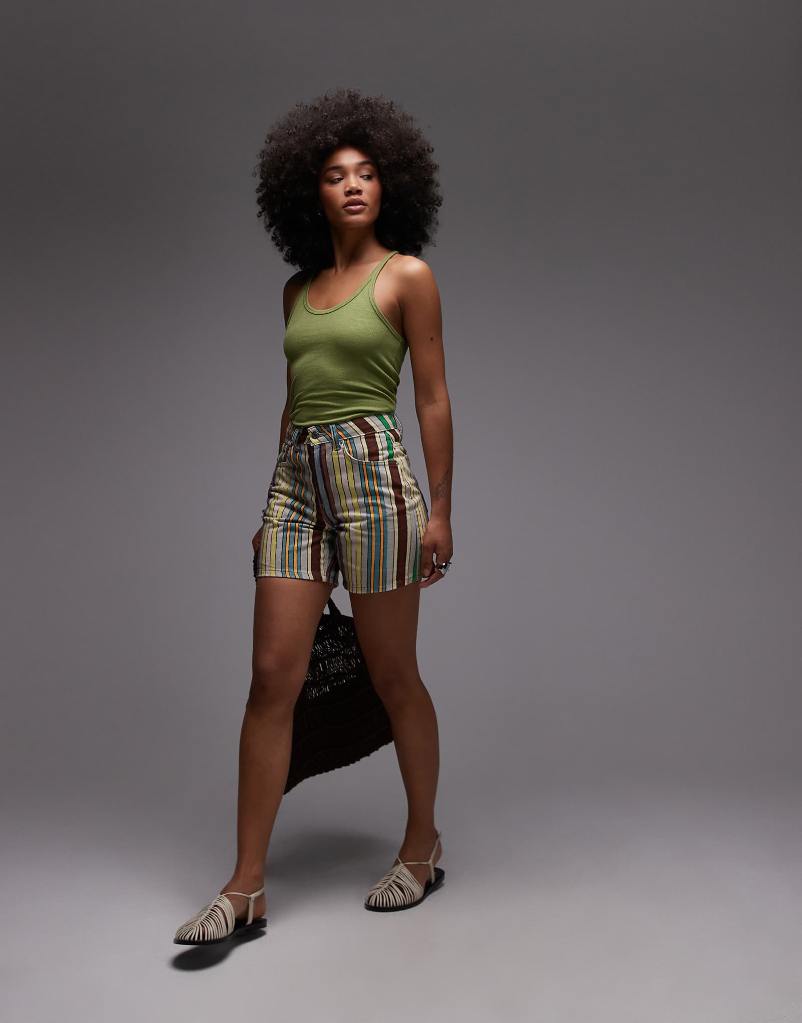 Шорты Topshop denim Editor в разноцветную полоску 12290₽