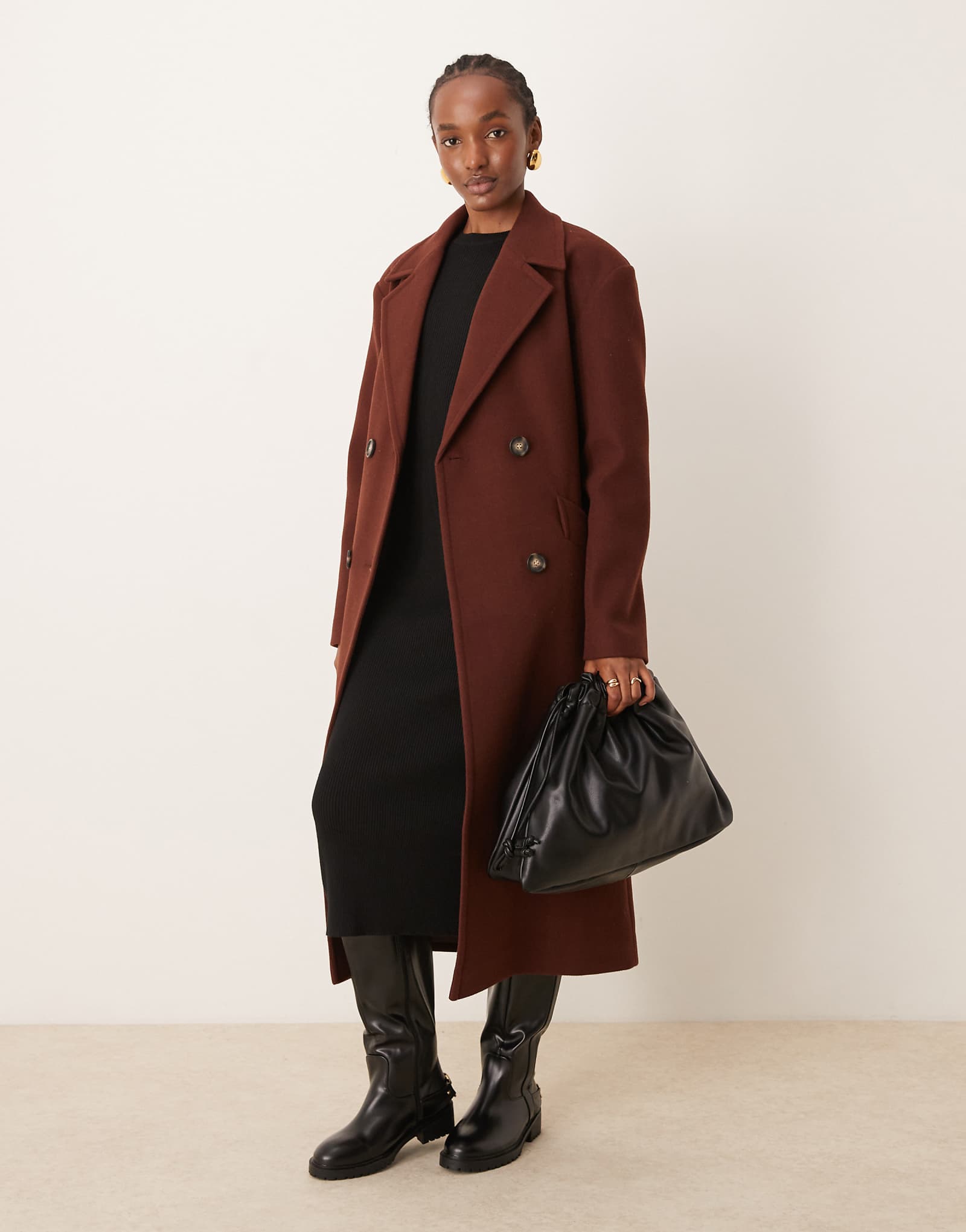 Вечернее пальто мисс Селфридж с поясом и запахом шоколадного цвета