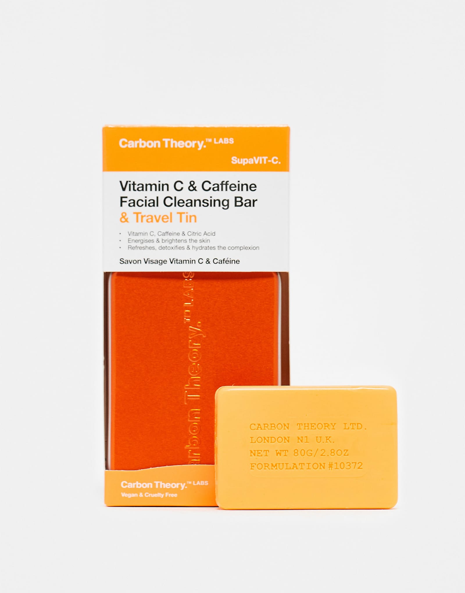 Очищающий батончик Carbon Theory с витамином C для лица и жестяная банка для путешествий