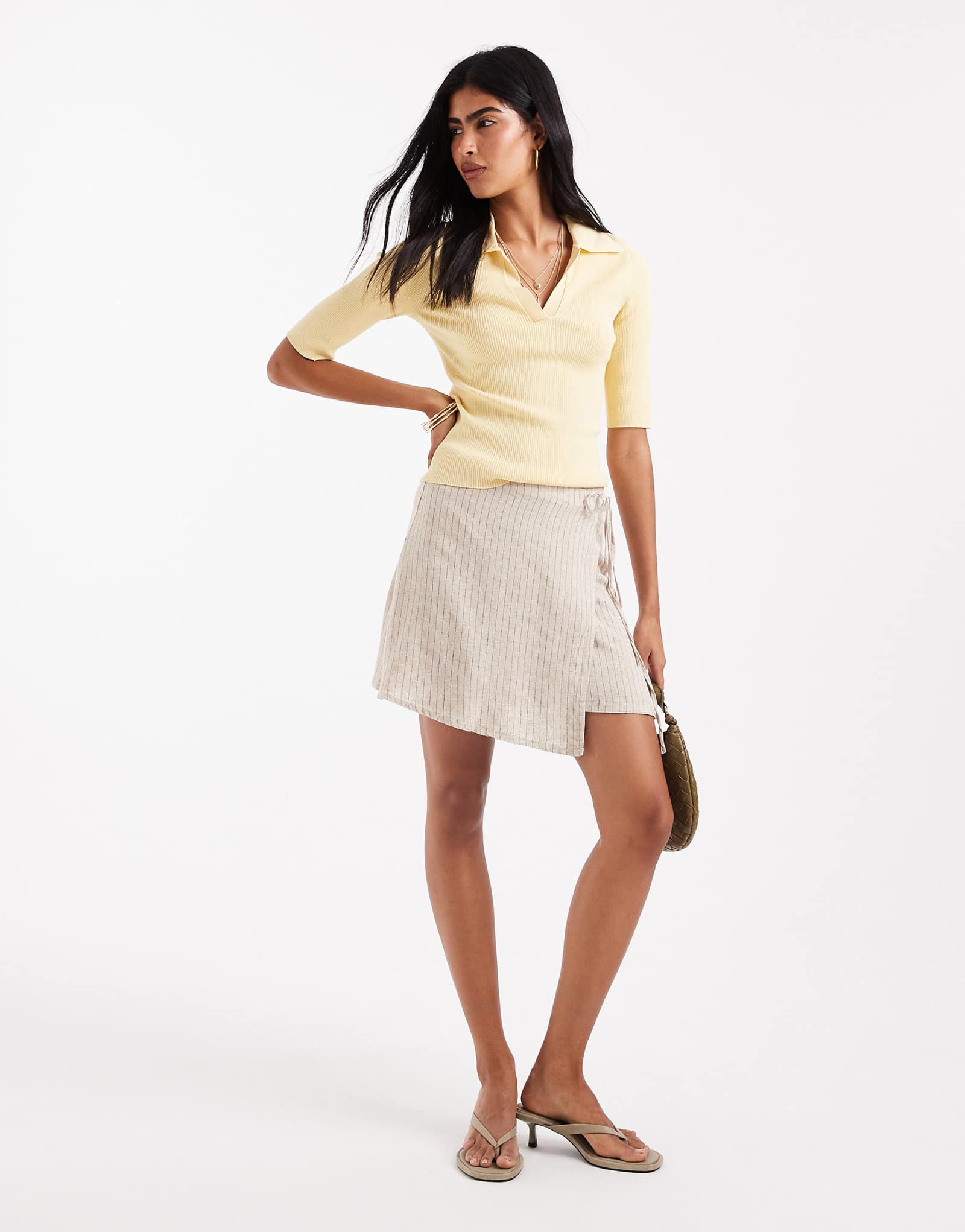 Юбка с запахом JJXX в кремовую полоску