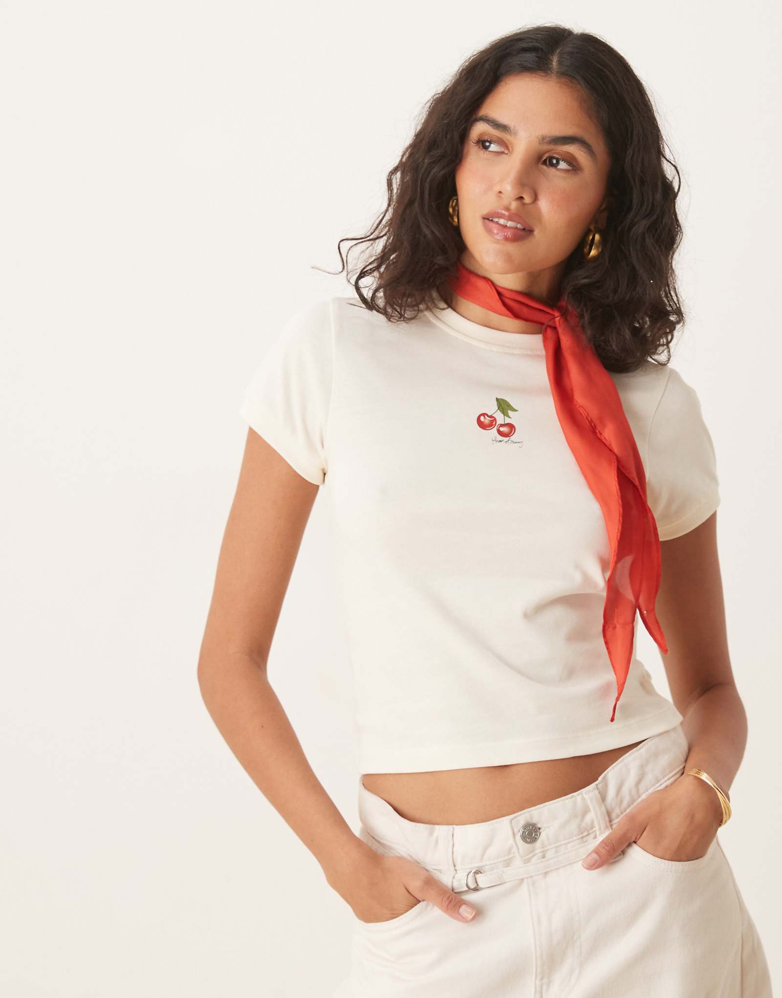 Эксклюзивная детская футболка с рисунком вишни House of Sunny кремового цвета