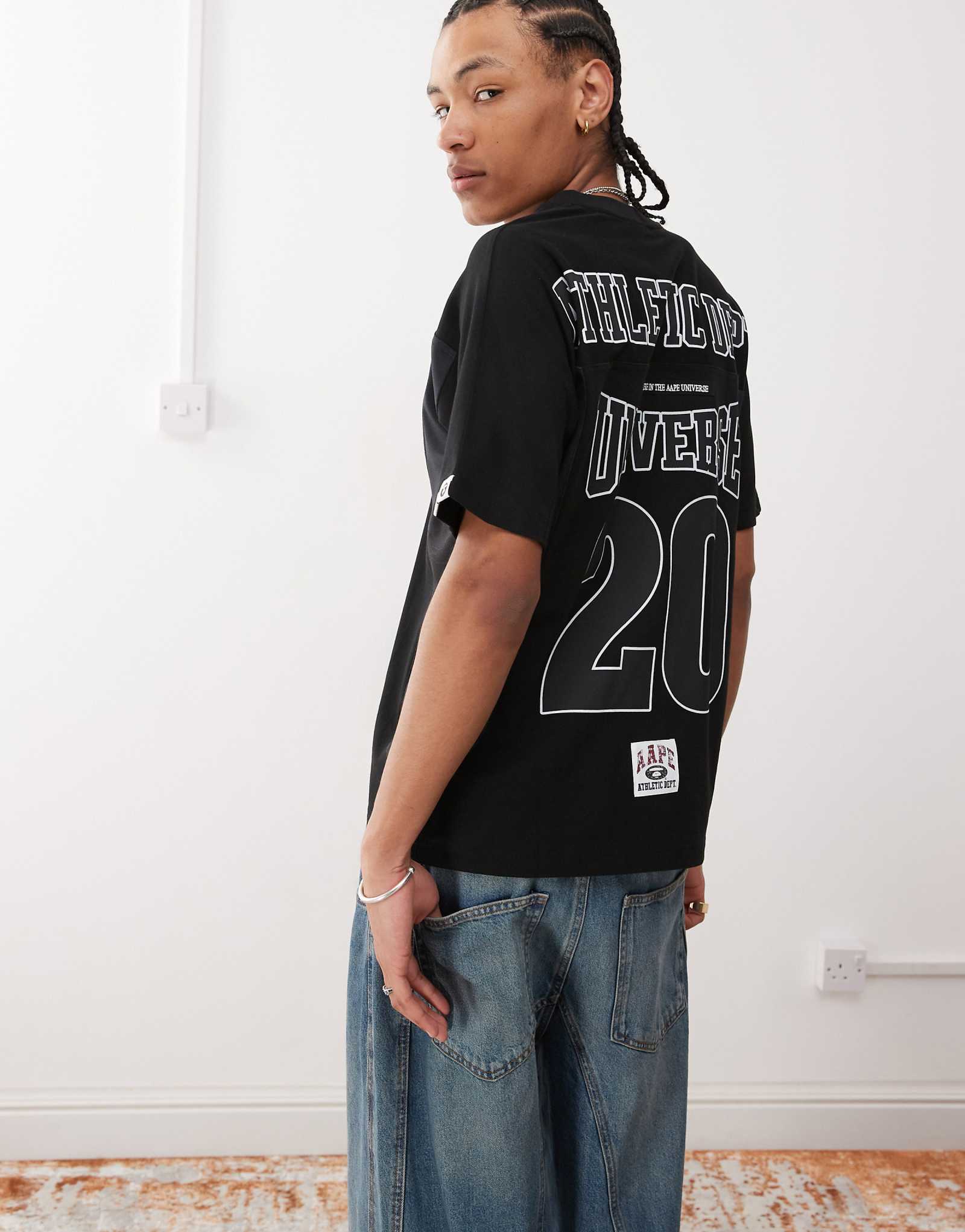 Футболка из спортивного трикотажа с логотипом Aape by A Bathing Ape черного цвета 25490₽