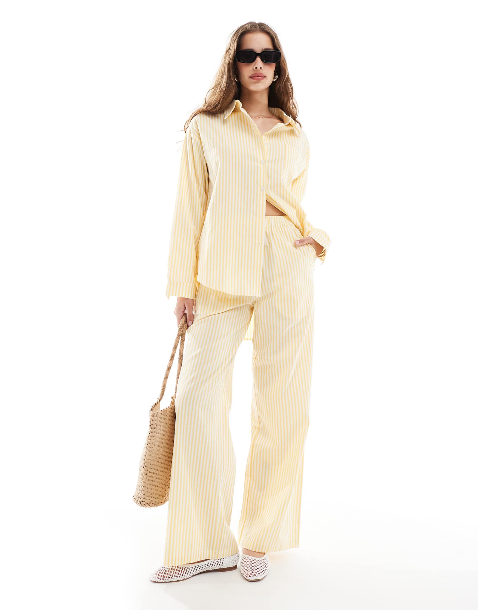 Прямые брюки с низкой посадкой в желтую полоску от Daisy Street - часть комплекта 8590₽