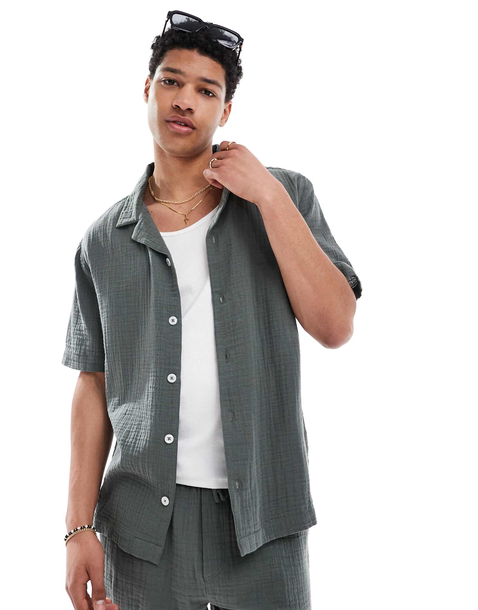 Рубашка с воротником Голдсборо кэмп цвета хаки 9790₽