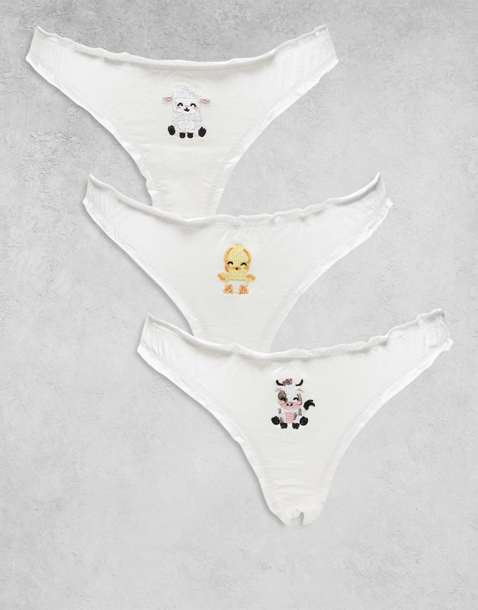 Трусы Daisy Street из 3-х комплектов с рисунком милых животных белого цвета