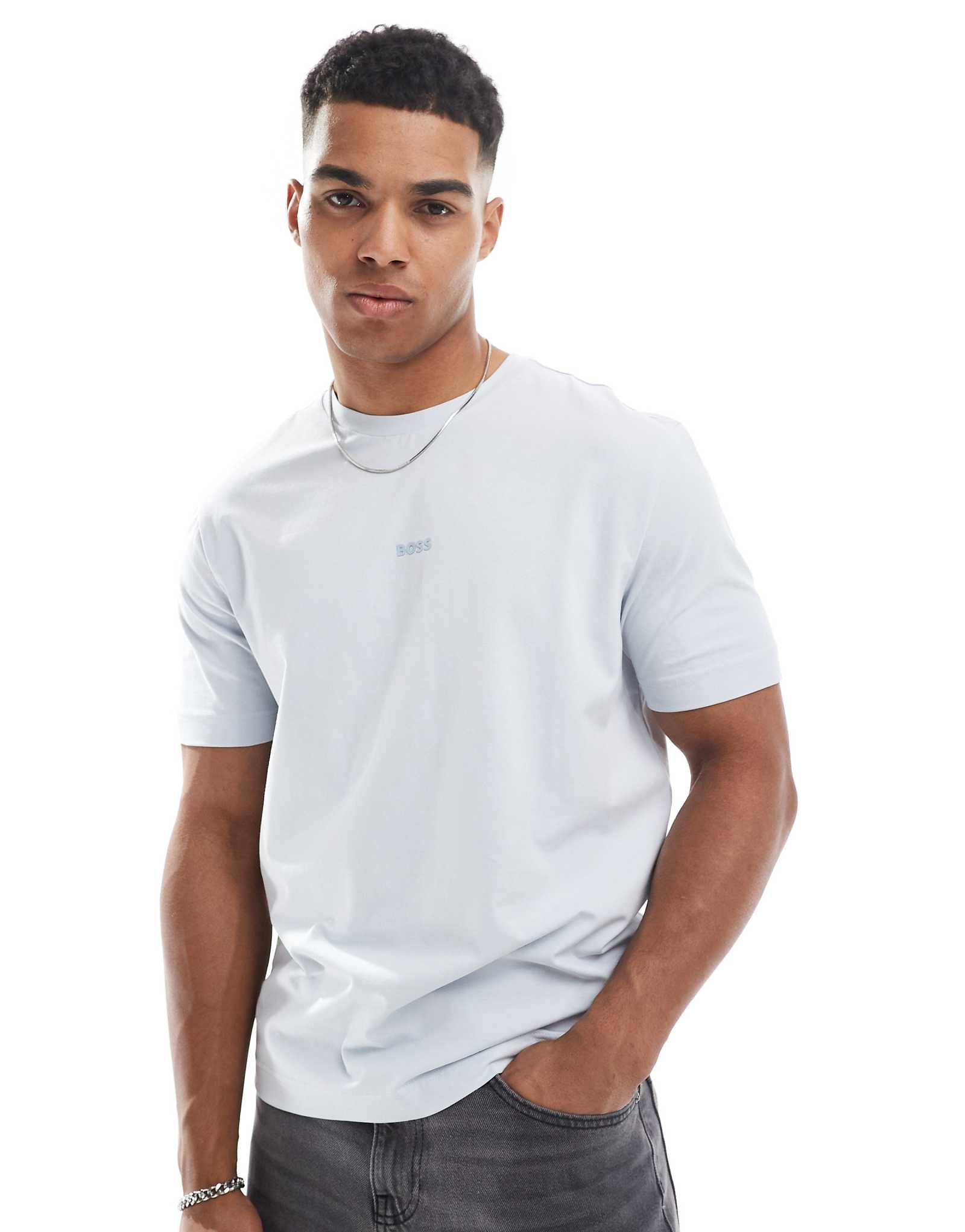 Футболка с логотипом Boss Orange Tchup светло-серого цвета 11990₽