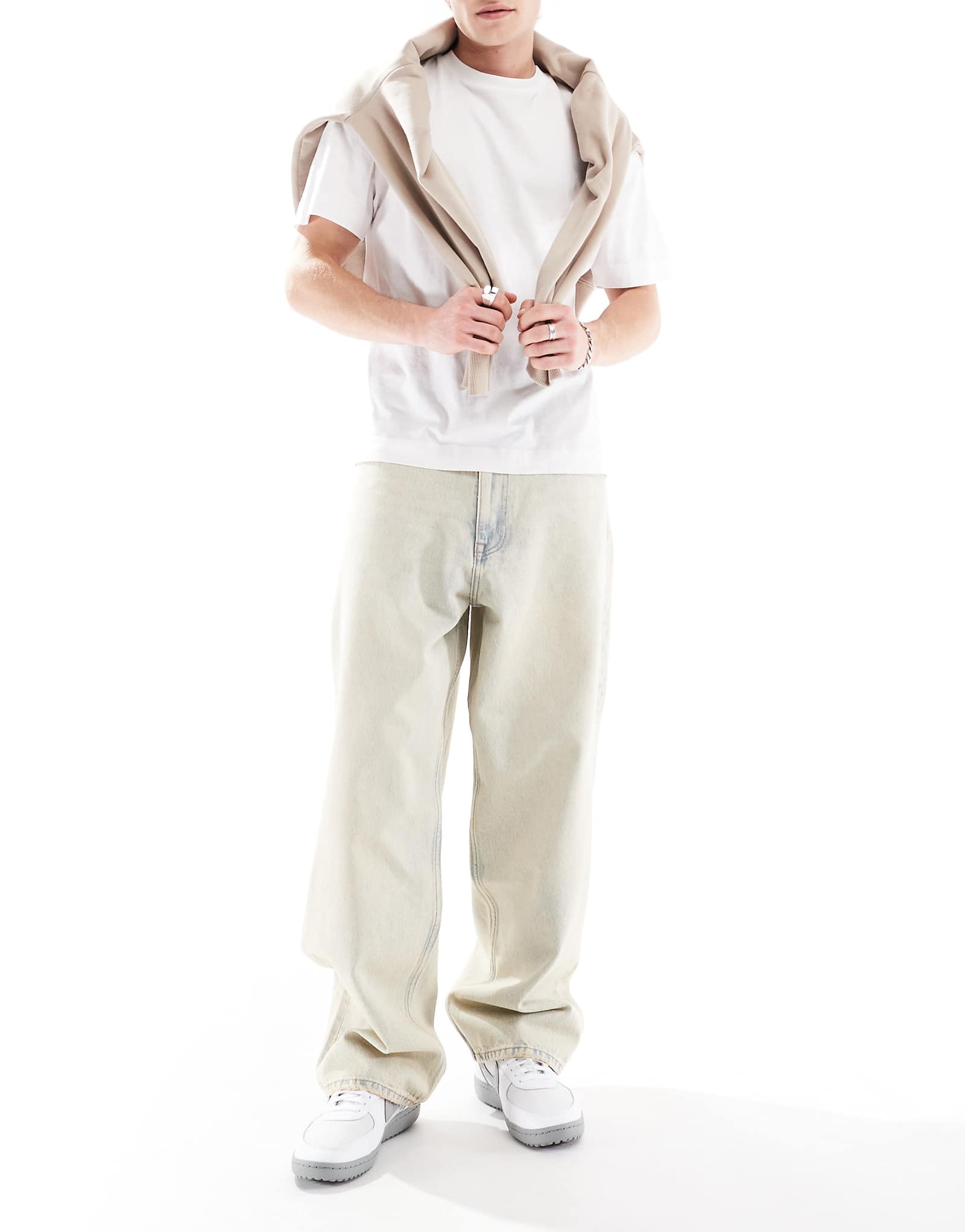 Мешковатые джинсы Dr Denim Kobe со средней талией в полоску бледно-винтажного светло-голубого цвета 24890₽