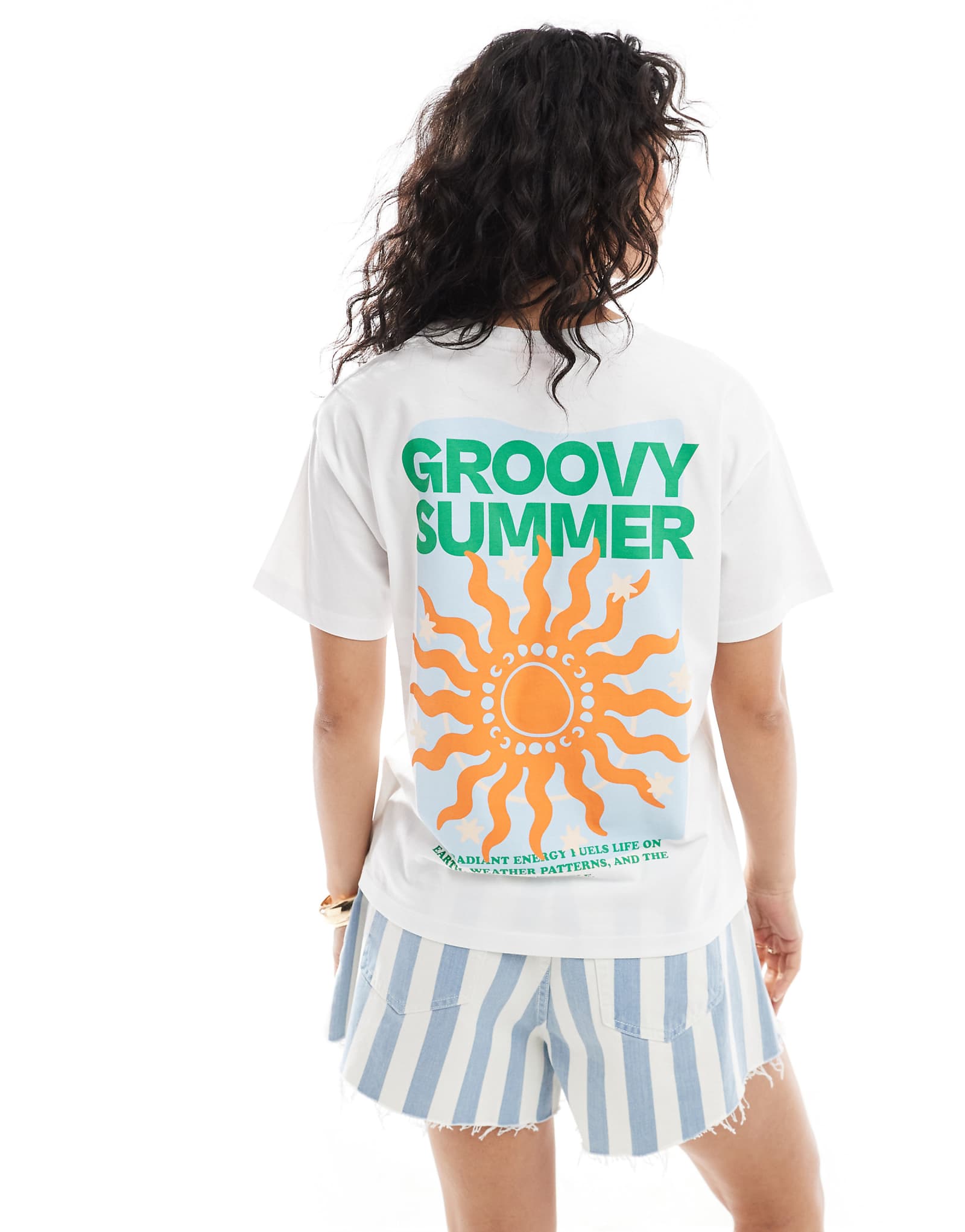 Облегающая футболка JJXX с принтом Солнце белого цвета 5490₽