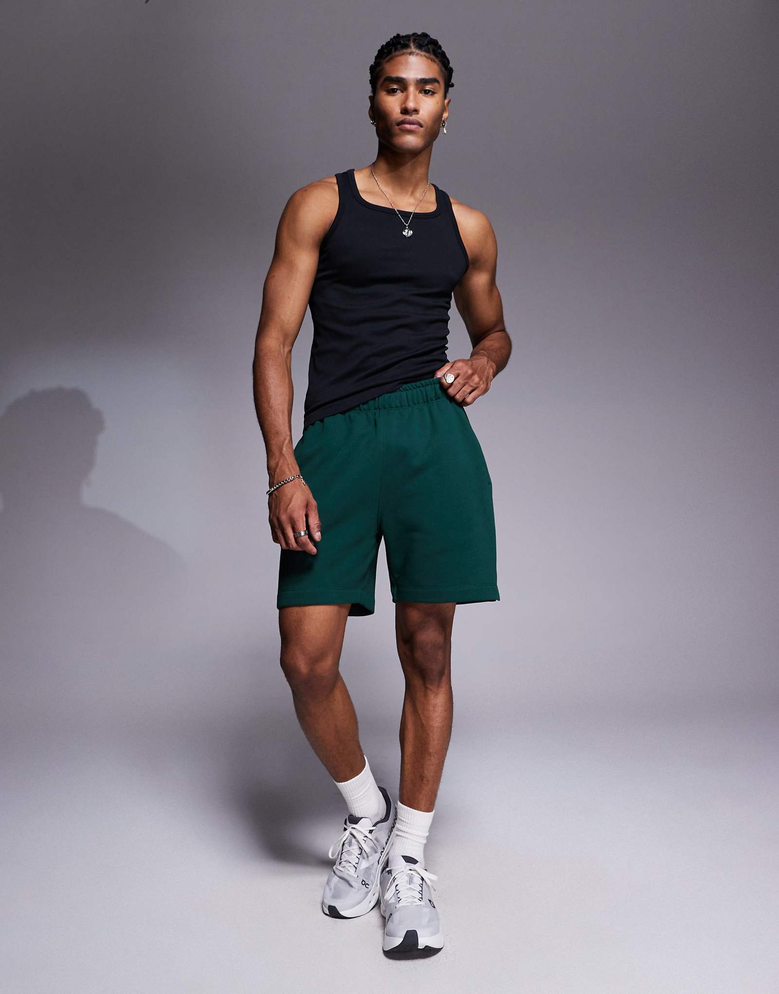 4505 Шорты-толстовка из хлопчатобумажной ткани Icon heavyweight с быстросохнущей отделкой сосново-зеленого цвета